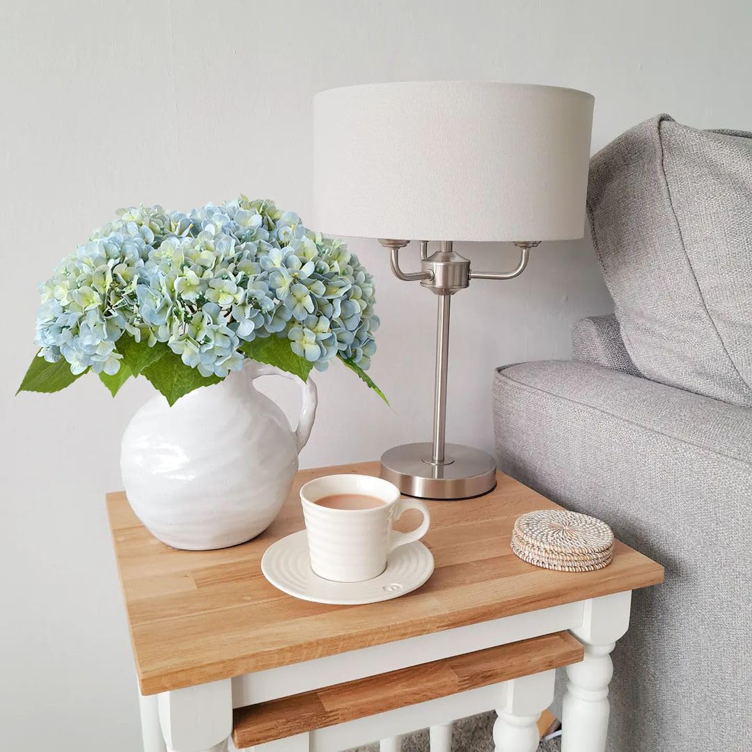 Light Blue Hydrangea Artificial Flowers,4Pcs 20" Real Touch Lifelike Silk Artificial Hydrangeas, Full Fake Flowers for Bouquet Table Centerpieces Spring Wedding Indoor Home