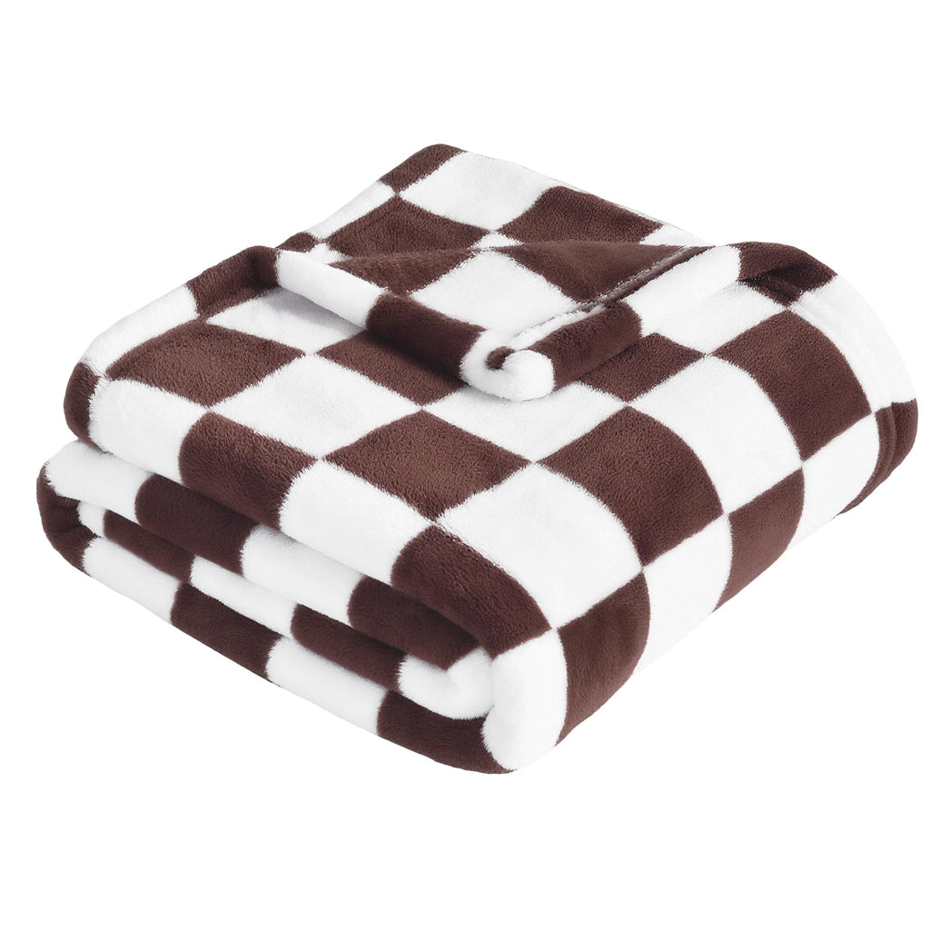 Yurhap Checkered Baby Blanket Fleece Baby Blankets Neutral for Boys Girls, Super Soft Warm Lightweight Infant Toddler Newborn Receiving Blankets for Crib Stroller, 30''x40'', Khaki