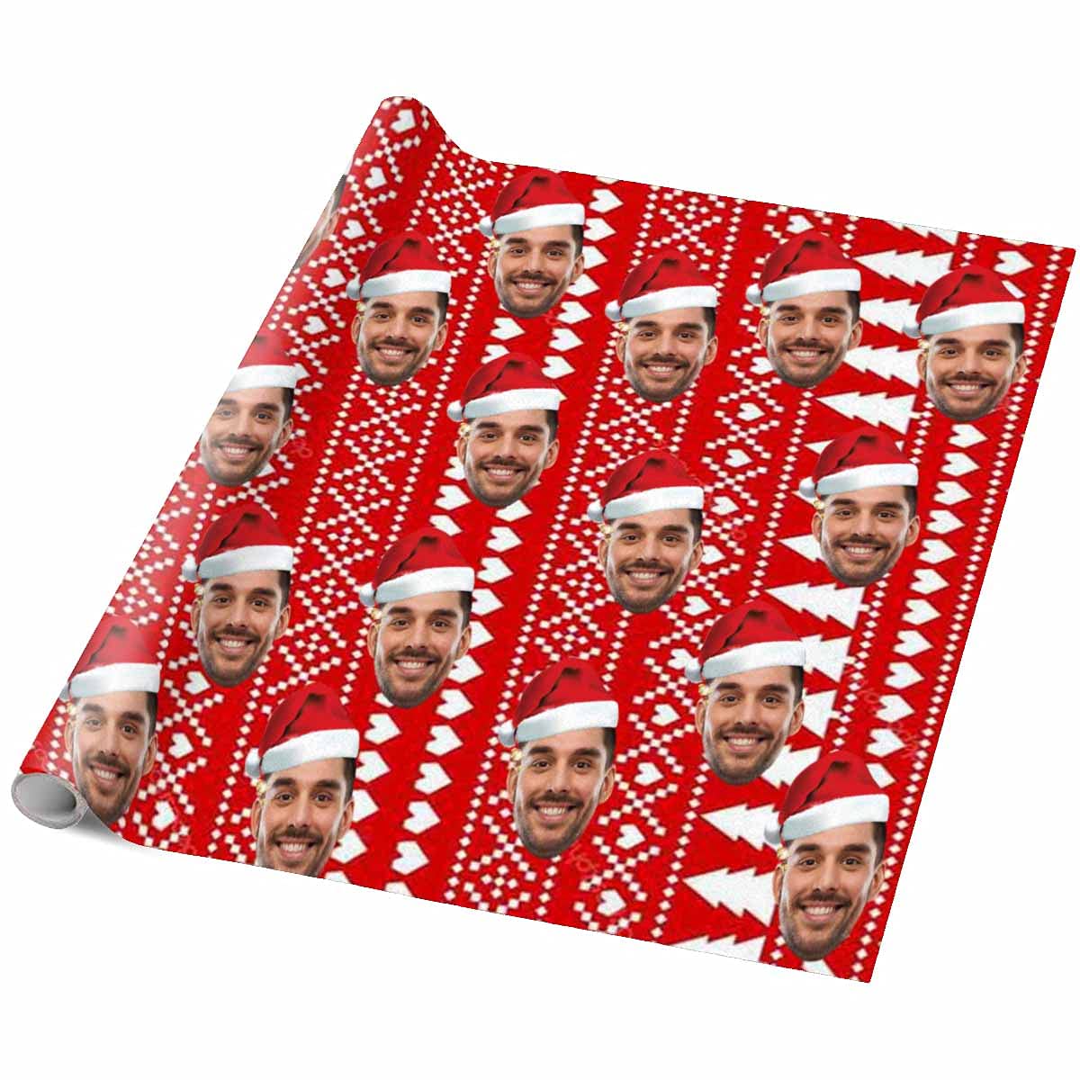 InterestPrint Custom Photo Wrapping Paper Merry Christmas with Christmas hat Wrapping Paper Custom Name Gift Wrap Roll Perfect for Birthdays 58"x 23"