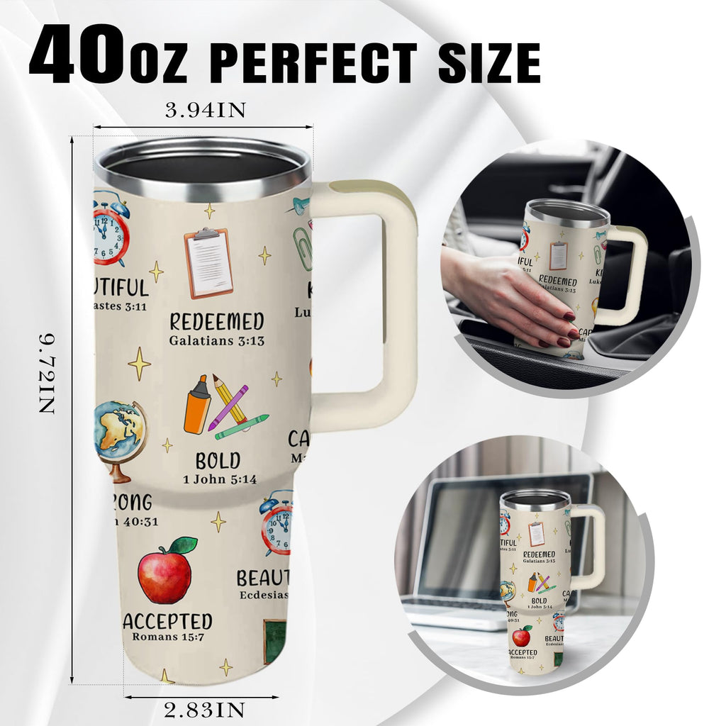 Christian Gifts for Women, 40 oz I Can Do All Things Christ Tumbler With Handle, Inspirational Religious Birthday Gifts for Faith Cup, Christian Jesus God Bible Verse Pastor Prayer Gift for Christmas
