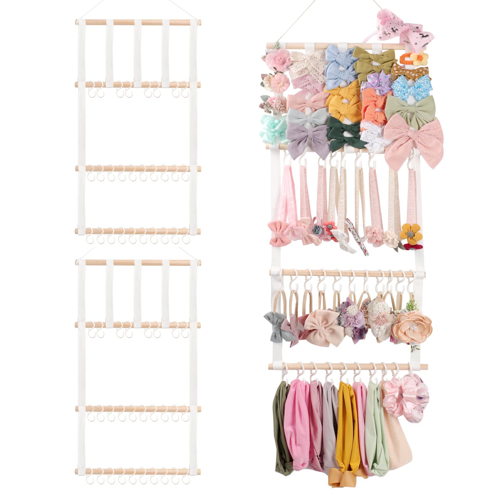 POVETIRE Headband Holder Hair Bows Organizer for Girls, Baby Headbands Hair Accessories Organizer Storage Wall Hanging Decor for Toddler Girls Room