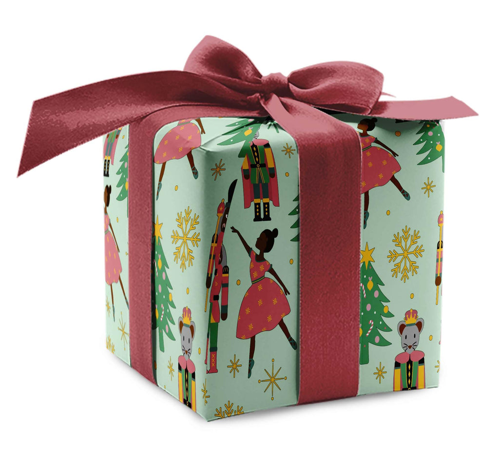 Elegant African American Nutcracker Wrapping Paper, Premium Christmas Black Ballet Dancer Gift Wrap, Inclusive X-Mas Holiday Party Decoration Decor (One 20 inch x 30 inch sheet)