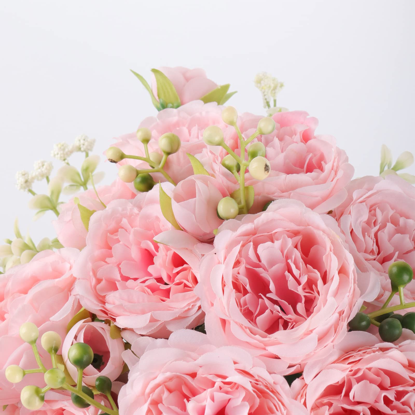 4 Bundles Artificial Peonies Silk Flowers, White Faux Peony Bouquet Florals Arrangements Decor for Farmhouse Home Boho Wedding Table Centerpiece, Fake Plastic Flowers Bulk Vase Decoration (White)
