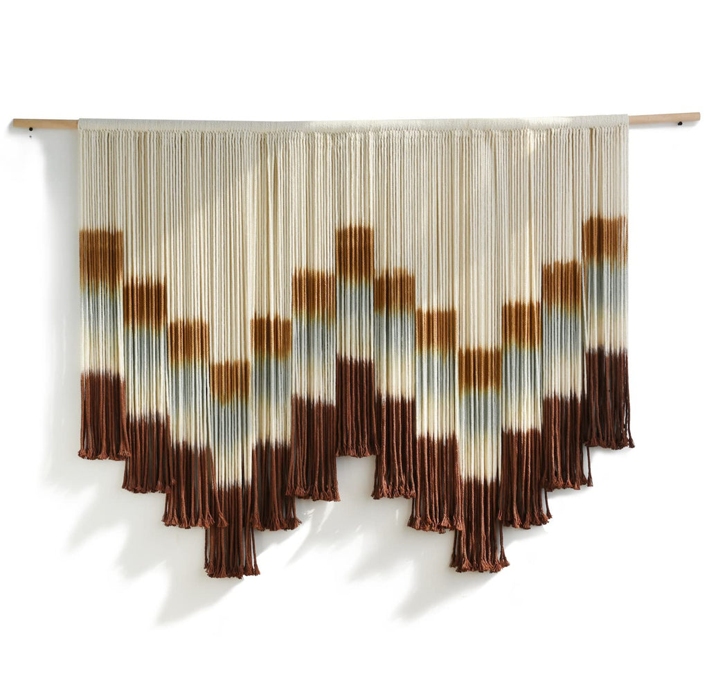 Flber Macrame Wall Hanging Tie-Dye Geometric Decor Large Scale Wall Art Statement Bohemian Yarn Tapestry Home Wall Decor 59''W*35''L