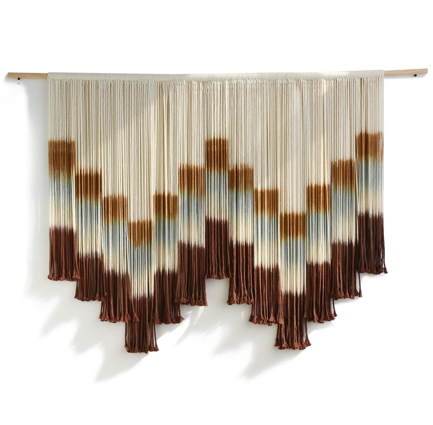 Flber Macrame Wall Hanging Tie-Dye Geometric Decor Large Scale Wall Art Statement Bohemian Yarn Tapestry Home Wall Decor 59''W*35''L