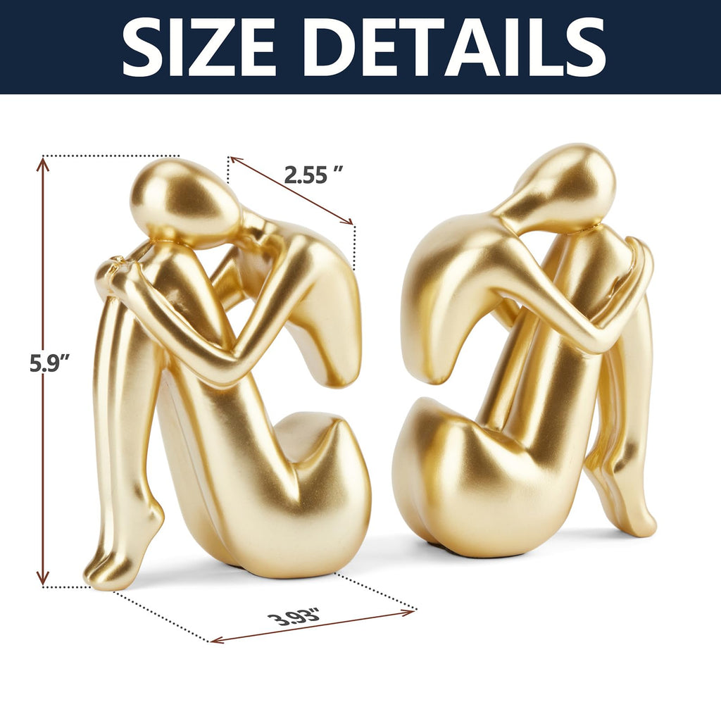 Black Decor Women Statue, Thinker Girl Sculptures, Modern Abstract Art Accents, Black Resin Collectible Figurines for Living Room Bedroom Bookshelf Coffe Table, Resin, 1Piece