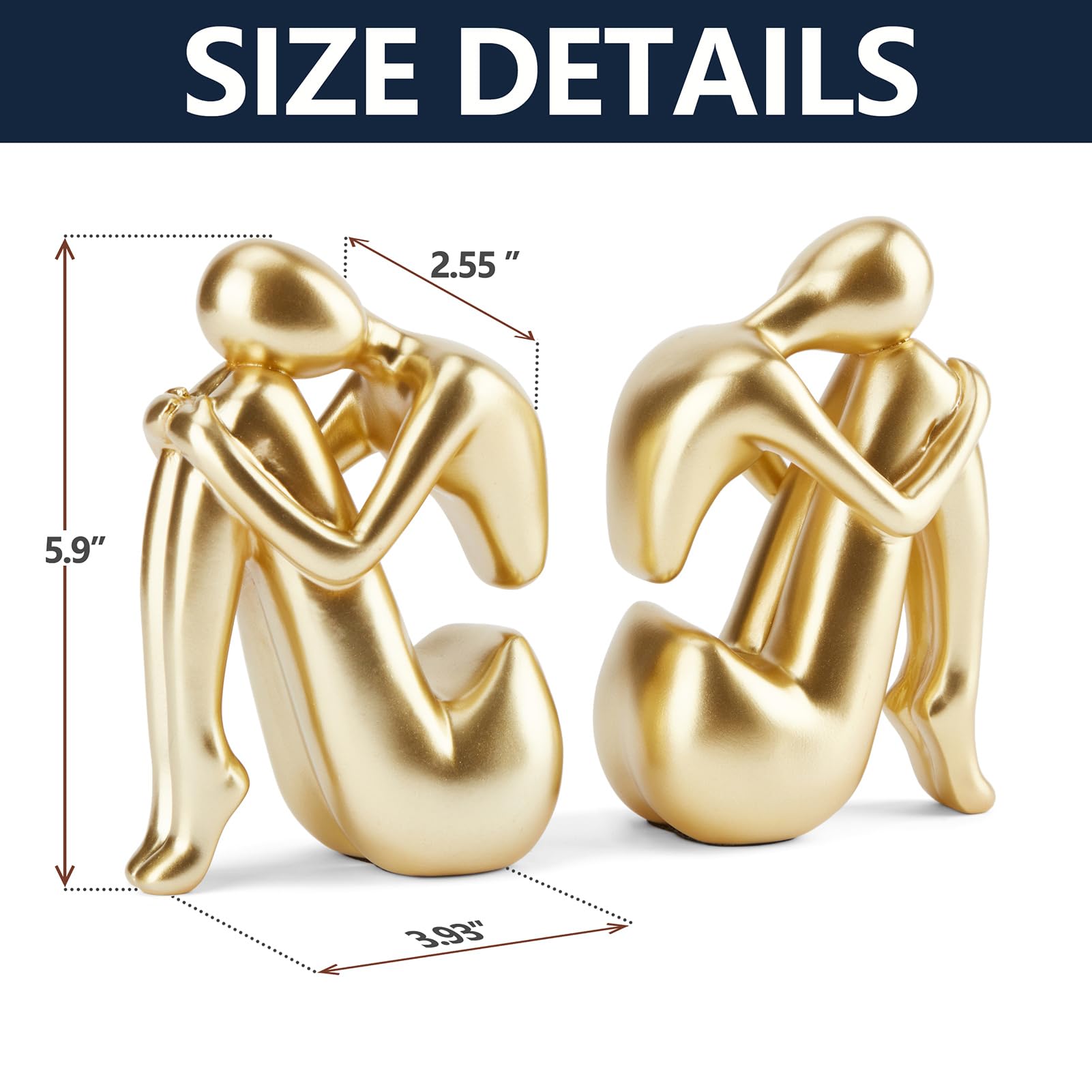 Black Decor Women Statue, Thinker Girl Sculptures, Modern Abstract Art Accents, Black Resin Collectible Figurines for Living Room Bedroom Bookshelf Coffe Table, Resin, 1Piece