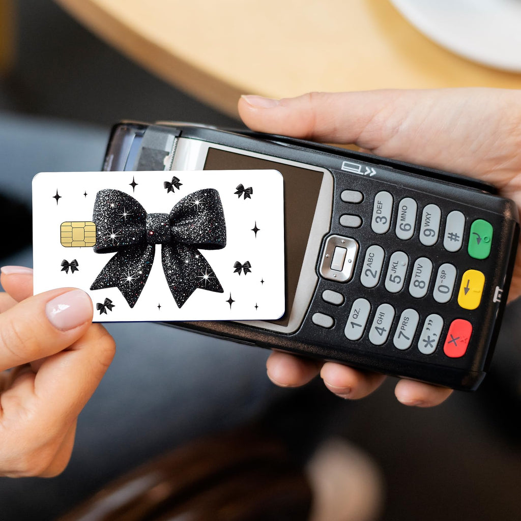 Coquete Leopard Credit Card Skin - 4 Pcs Cherry Bow 8 Ball Billiards Debit Skin Stickers Leopard Lip Print Credit Decal Cover Set for Transportation Key Debit Bus Cards Women