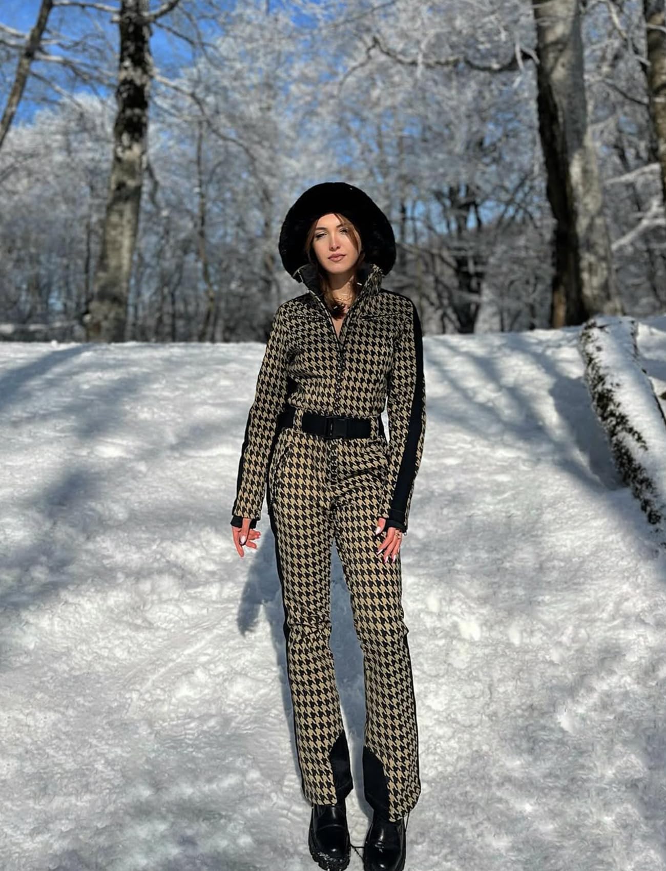 IMPHUT Women's One Piece Ski Suits Slim Waterproof Jumpsuits Windproof Snowsuit Insulated Ski Jumpsuit Skiing Sports