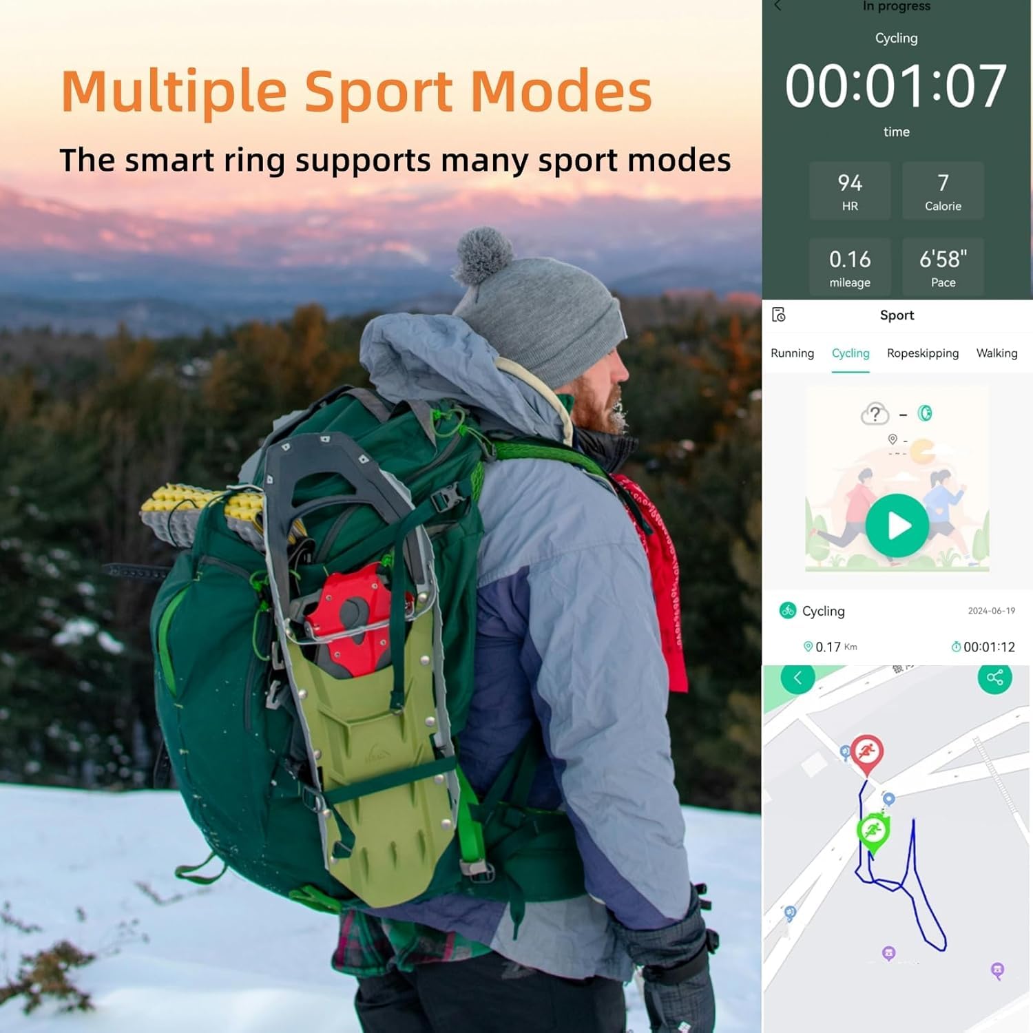 Smart Ring for Women Men, Health Tracker with Heart Rate/Blood Oxygen/Blood Pressure/Sleep Monitoring/Step Counting, IP68 Waterproof Fitness Ring, No App Fees for iPhone & Android (Black, 8#)