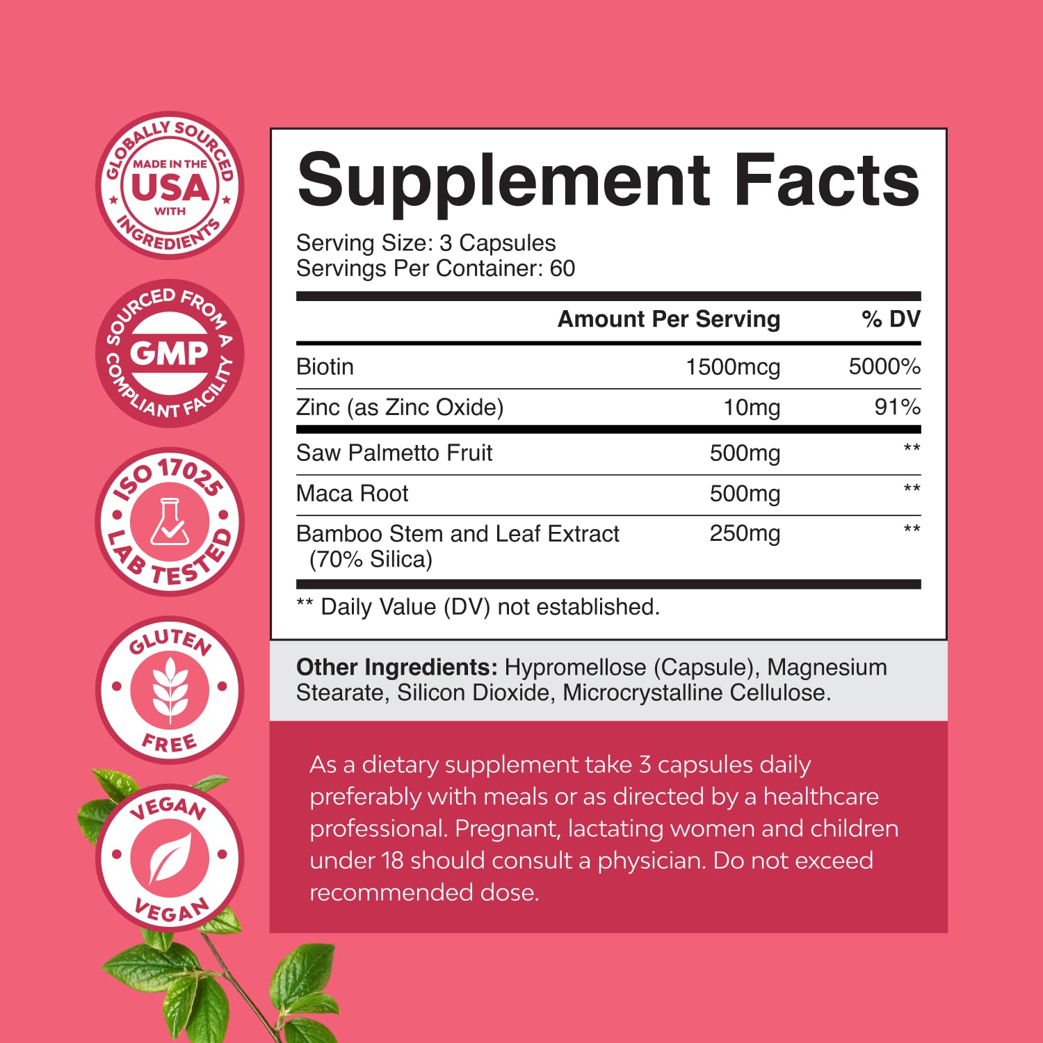 Extra Strength Saw Palmetto for Women 500mg - DHT Blocker for Women 30-Day Supply - Hair Vitamins for Hair Loss Supplement - Pure Saw Palmetto Extract Capsules with Maca Root & Biotin - 90 Capsules