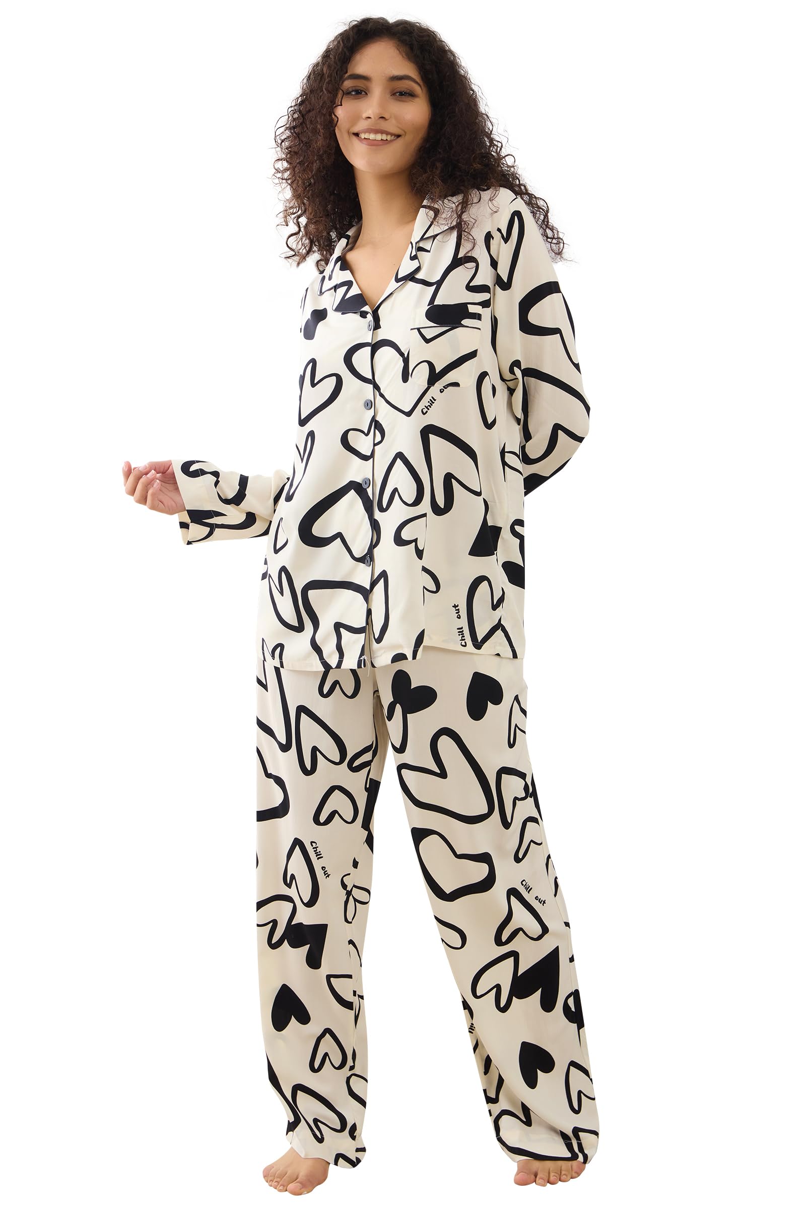 Womens Pajamas Set 2 Piece Long Sleeve Sleepwear Button Down Pjs Lounge Set Nightwear with Pockets