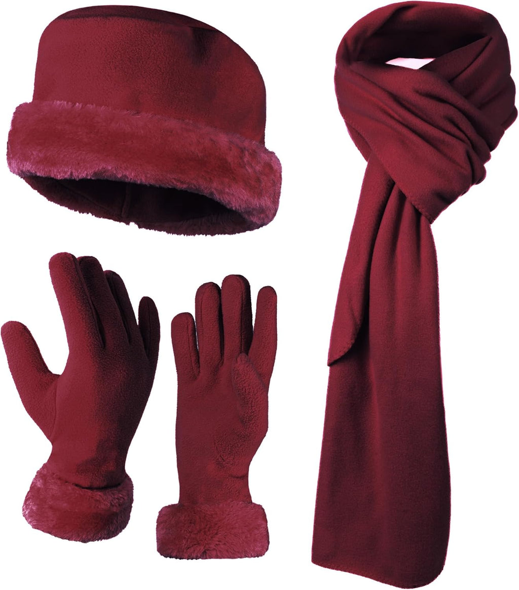boxed-gifts Women's Warm Fleece Winter - Women's Hat and Glove Set + Hats Gloves Scarves for Women