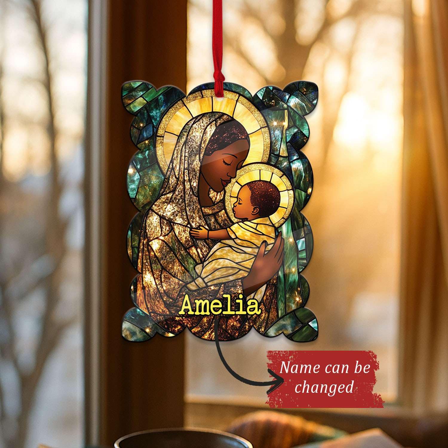 2D Acrylic Christmas Elf Shaped Ornament with Gift Box, Personalized Name Holiday Keepsake, Cute Ornament for Kids Room, Custom Name African-Inspired Decoration, Gifts for Boys