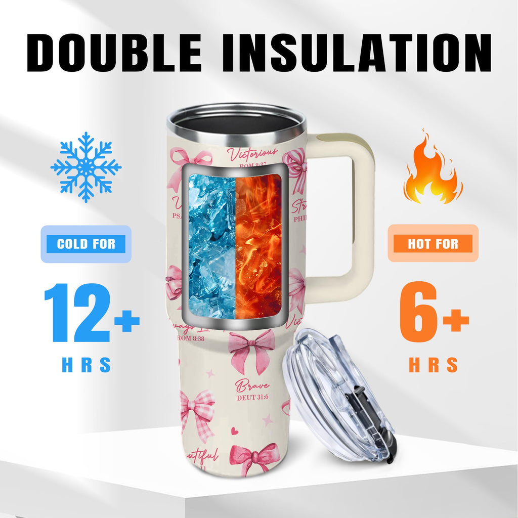 Christian Gifts for Women, 40 oz I Can Do All Things Christ Tumbler With Handle, Inspirational Religious Birthday Gifts for Faith Cup, Christian Jesus God Bible Verse Pastor Prayer Gift for Christmas