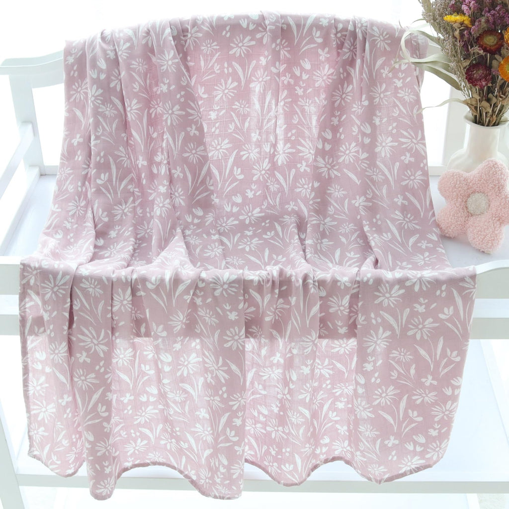 LifeTree Muslin Swaddle Blankets, Baby Swaddling Wrap Nursery Blanket Unisex, Soft 70% Viscose from Bamboo and 30% Cotton, Large 47 x 47 inches, Bear & Checkered Swaddle Blanket