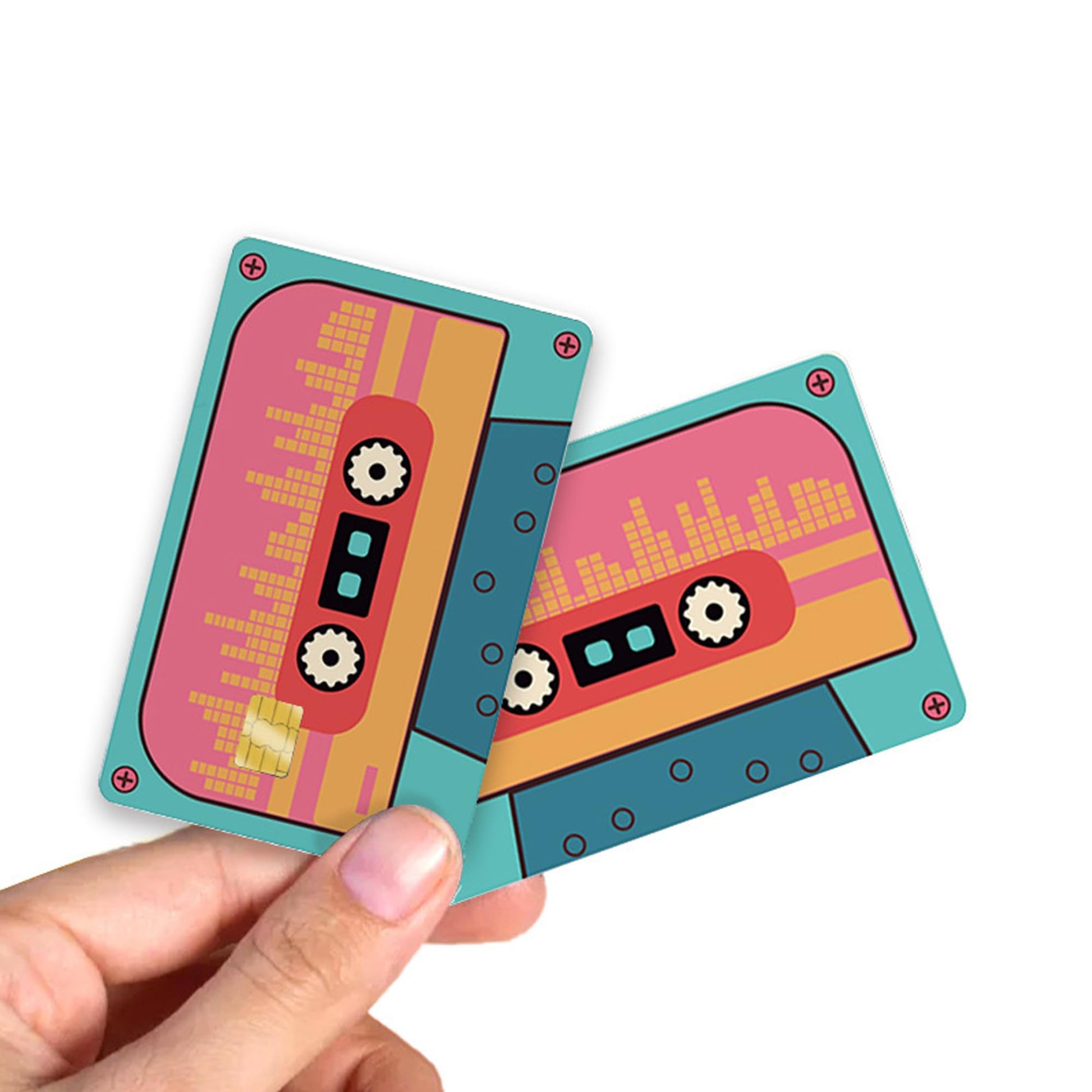 4PCS Credit Card Skin Set, Waterproof Debit Card Sticker Game Machine Theme Bank Card Sticker Skins - Black