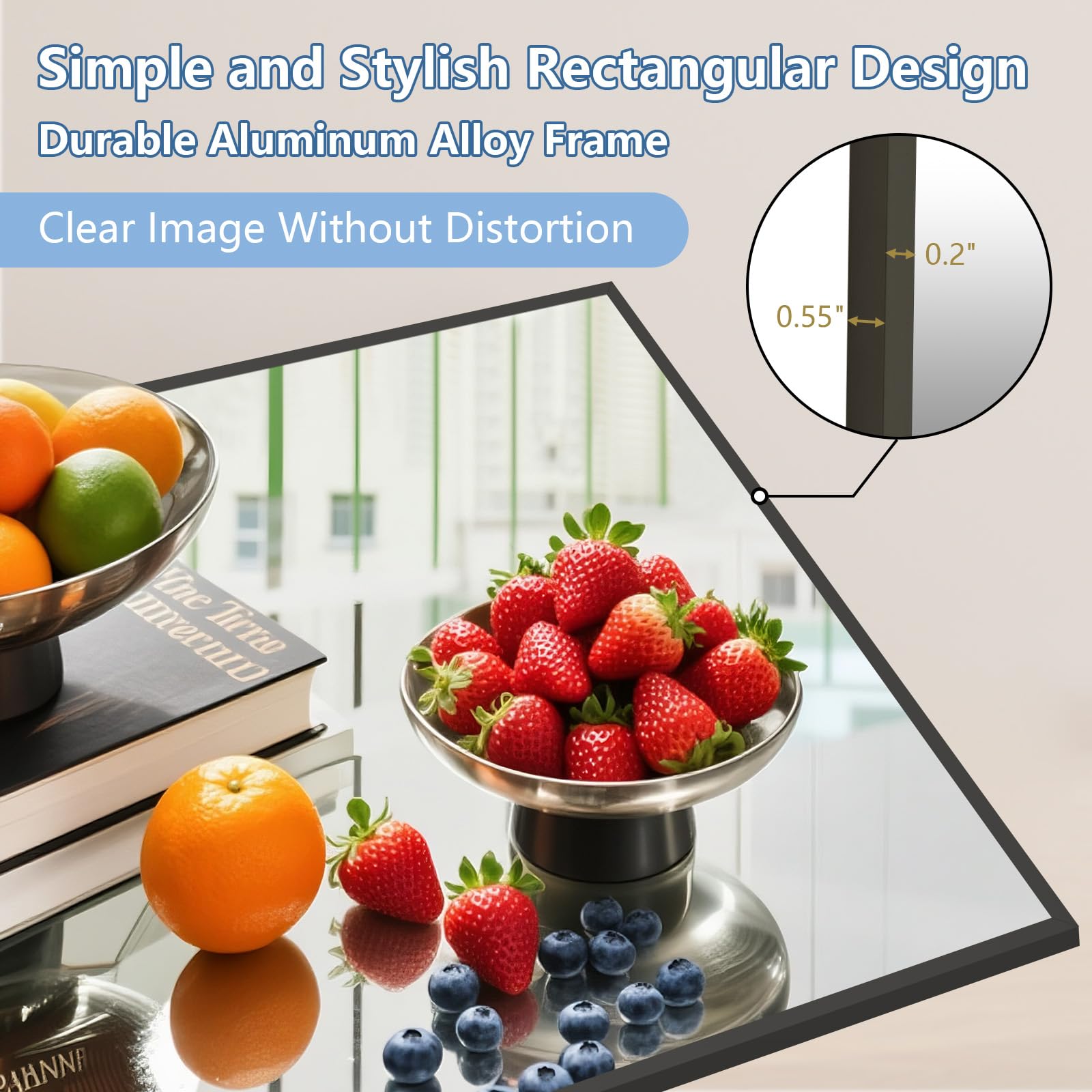 Oversized Floor Mirror Full Length with Stand, 72"X44" Extra Large Arch Standing Mirror Full Length, Tempered Glass Black Full Body Mirror for Bedroom Living Room, Aluminum Alloy Frame