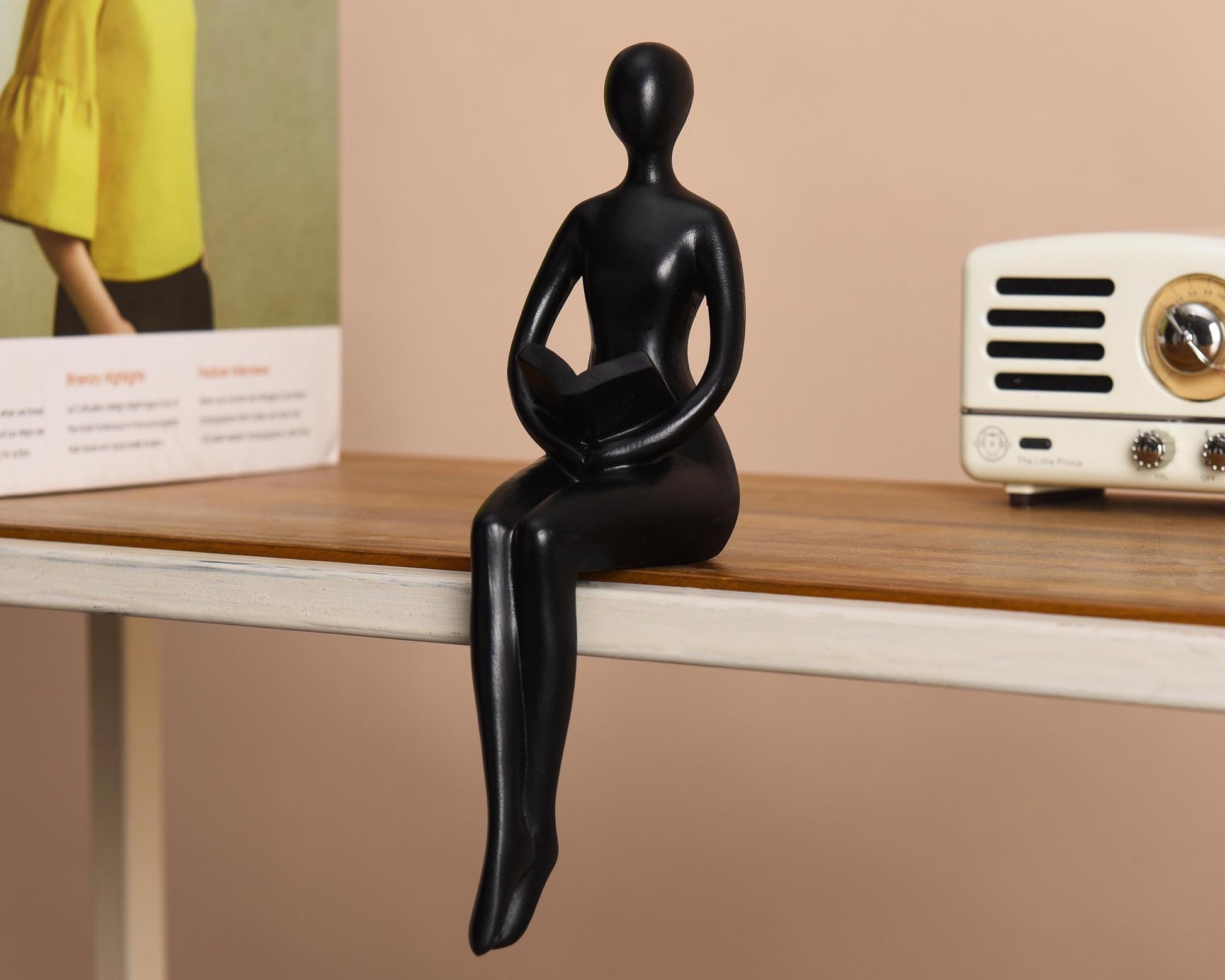 Quoowiit Gold Decor Thinker Statue Decor Book Shelf Decor, Abstract Statue Ornament Office Decor Modern Home Decor Decorations for Living Room Collectable Figurines Coffee Table Decor 3 Piece