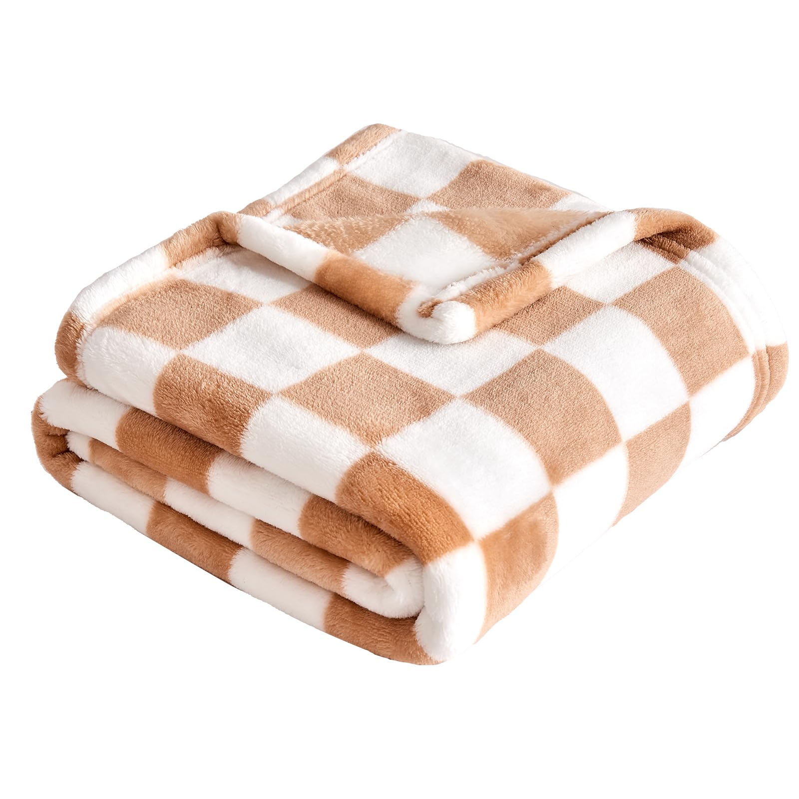 Yurhap Checkered Baby Blanket Fleece Baby Blankets Neutral for Boys Girls, Super Soft Warm Lightweight Infant Toddler Newborn Receiving Blankets for Crib Stroller, 30''x40'', Khaki