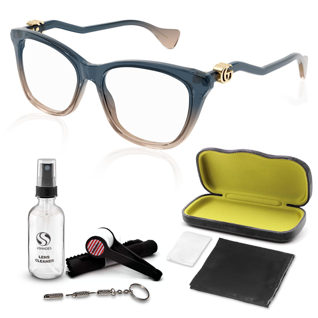 Gucci GG1012O Squared Cat Eye Shape Eyeglasses + Bundle with eSHADES Luxury Eyewear Kit