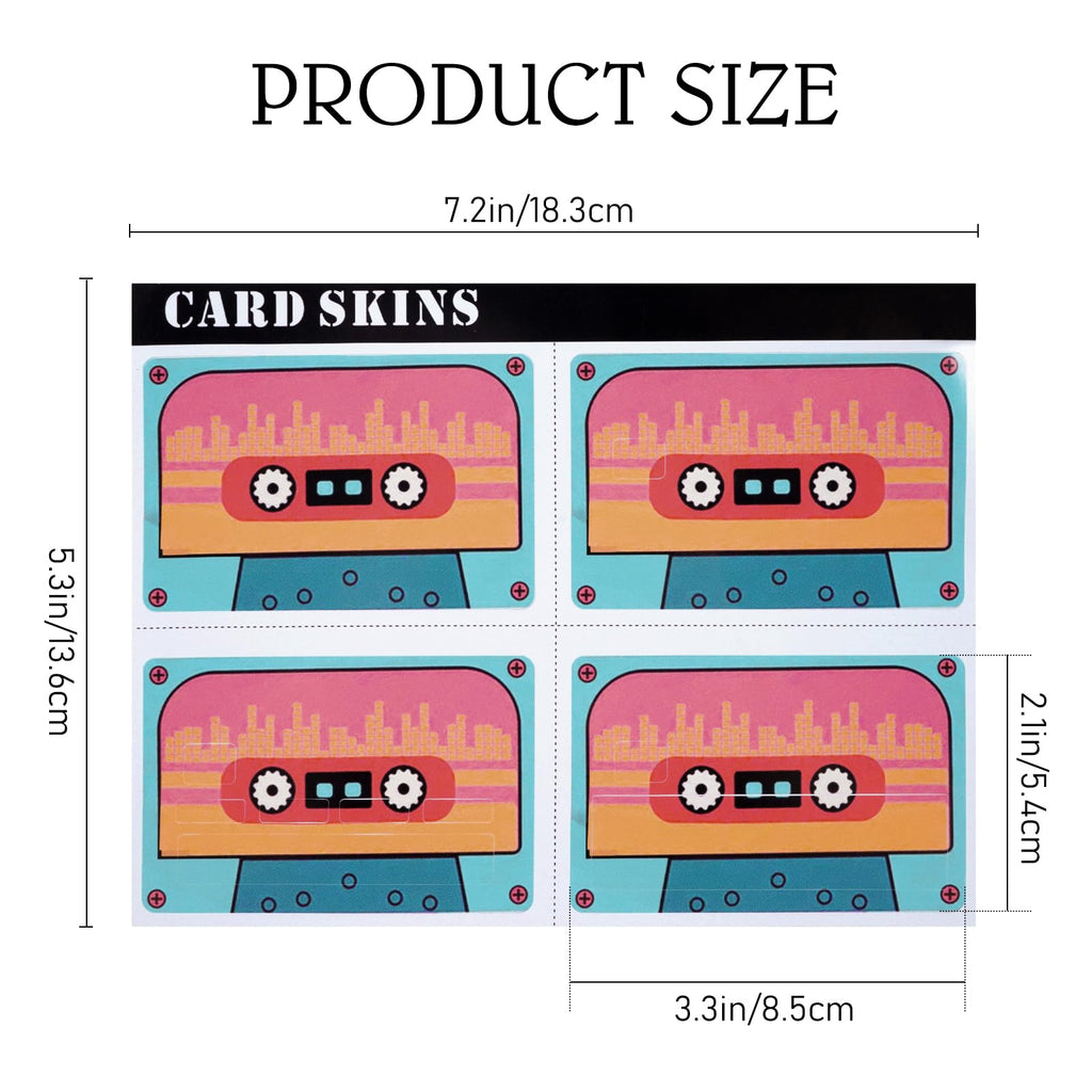 4PCS Credit Card Skin Set, Waterproof Debit Card Sticker Game Machine Theme Bank Card Sticker Skins - Black