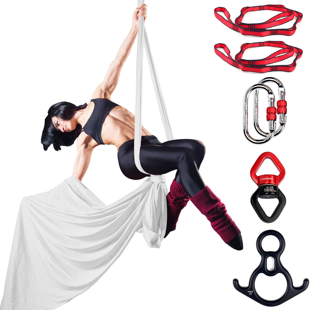 Aerial Silks Set, Premium Ariel Yoga Hammock 9 Yards Aerial Silk, Low-Stretch Fabric, Yoga Starter Kit for Home, Aerial Rig for All Skill Levels - All Hardware Included
