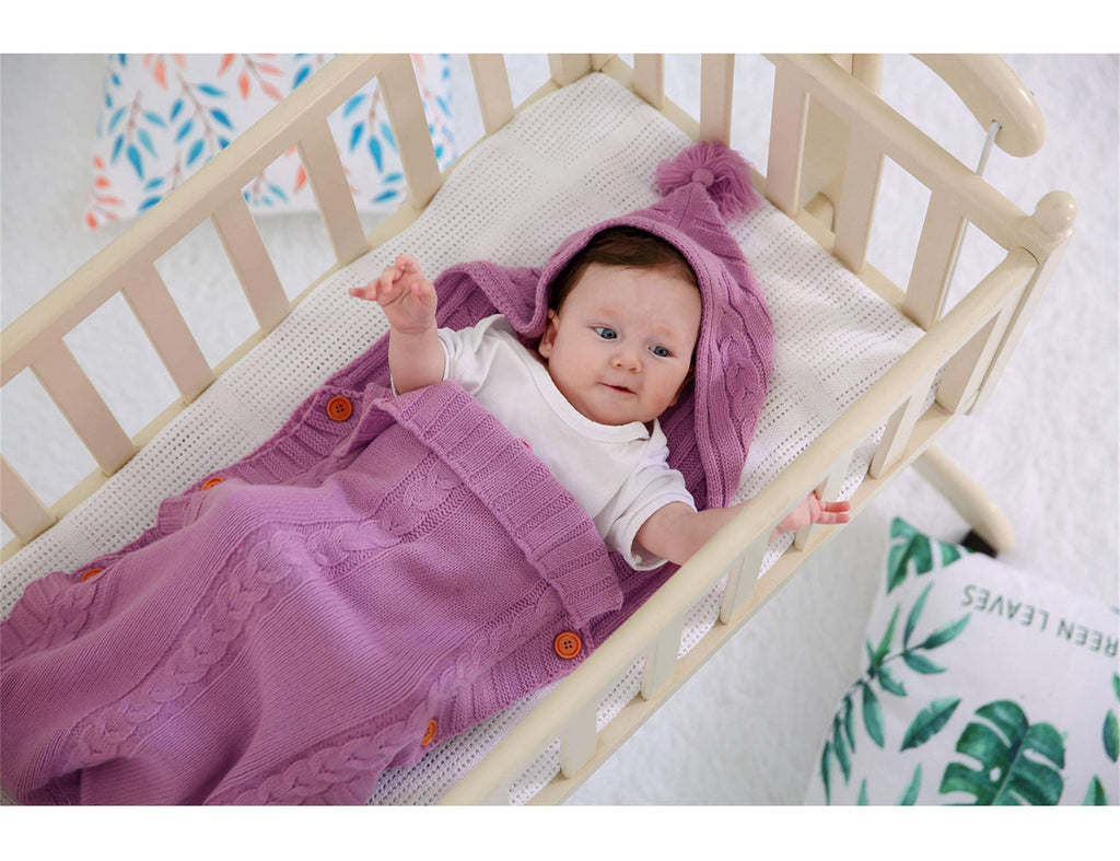 XMWEALTHY Newborn Baby Wrap Swaddle Blanket Knit Sleeping Bag Sleep Sack Stroller Wrap for Baby(Beige) (0-6 Month)