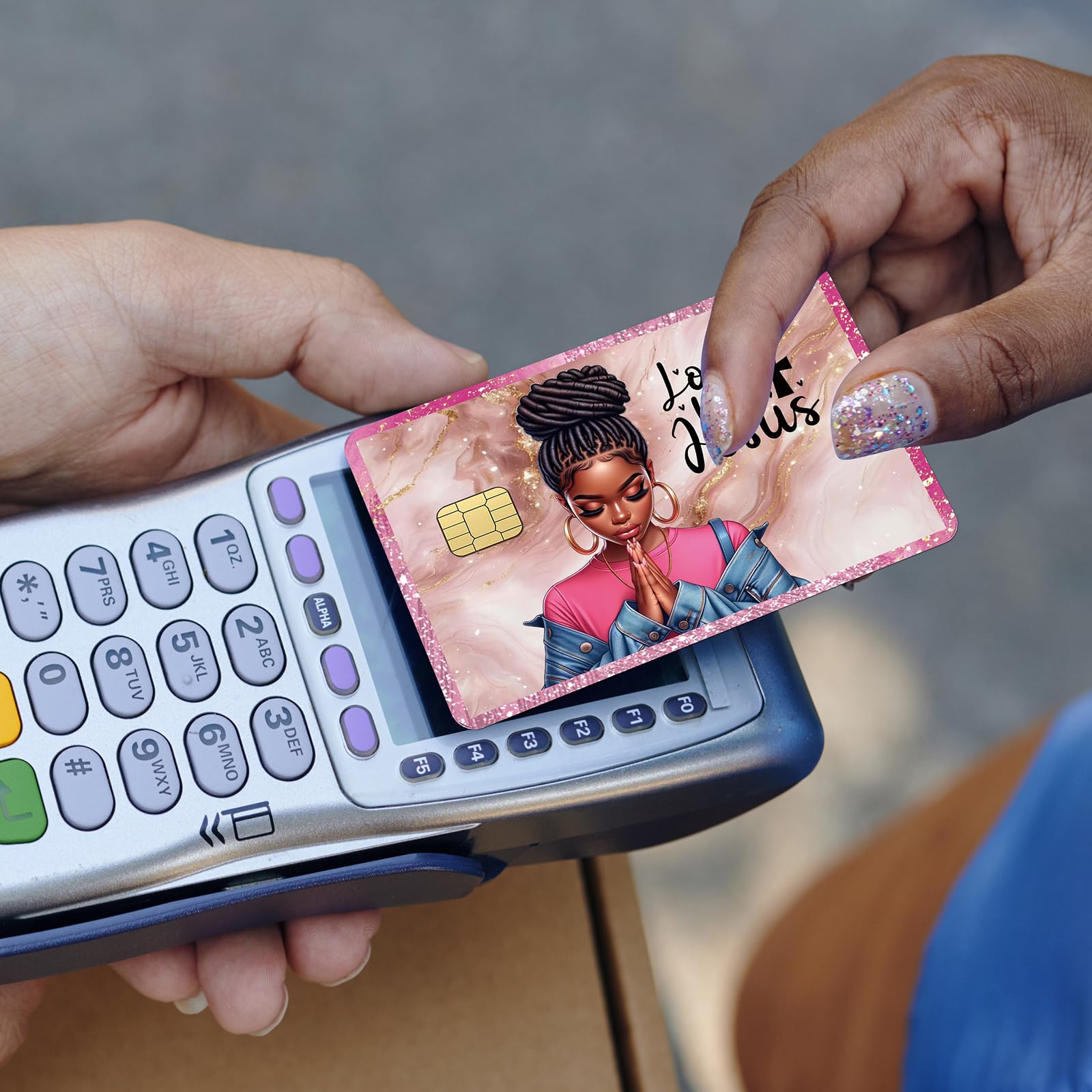 Black Girl Credit Card Skin - 4 Pcs Black Girl Pray On Debit Skin Stickers Love Like Jesus Cover Set for Transportation Key Debit Bus Cards Women