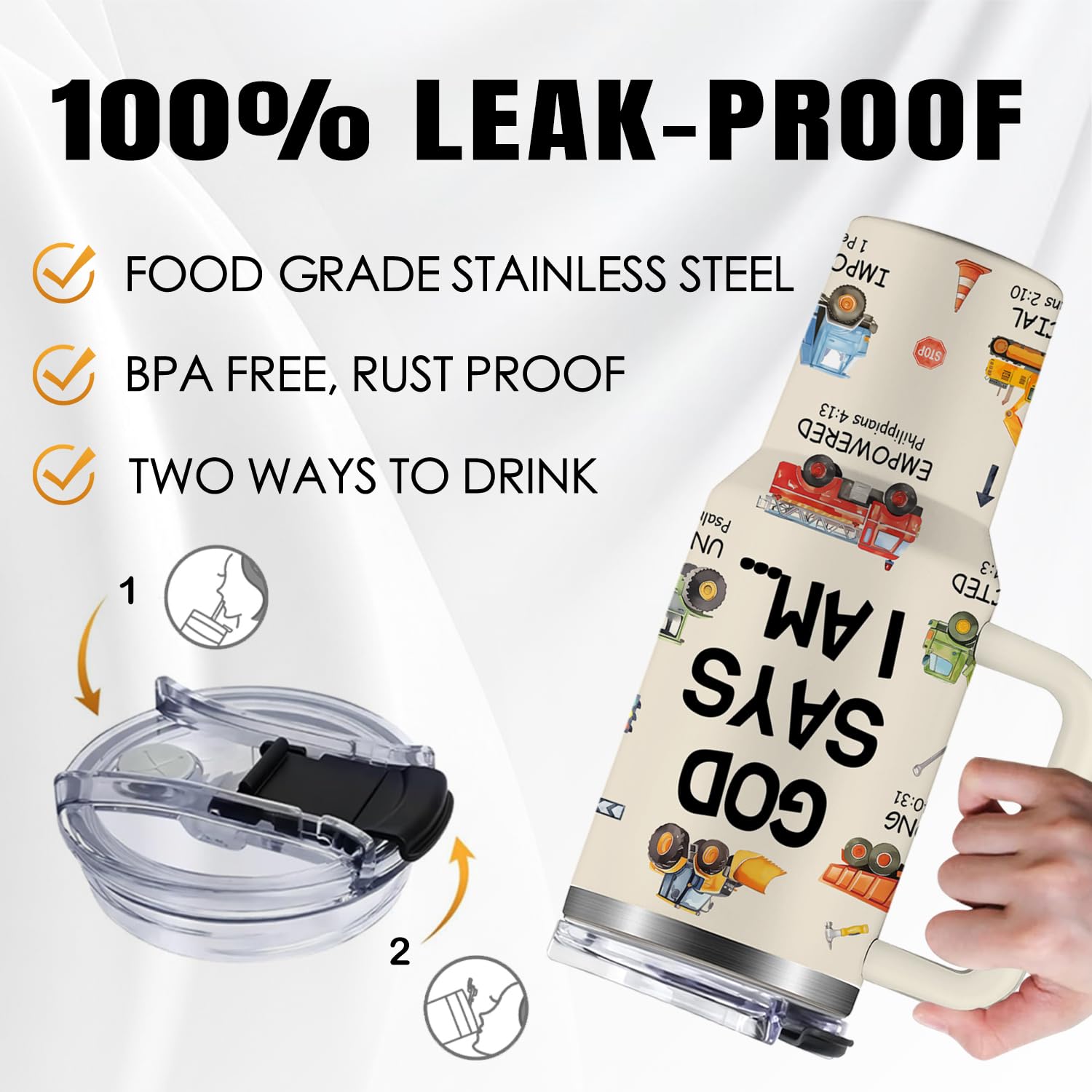 Christian Gifts for Women, 40 oz I Can Do All Things Christ Tumbler With Handle, Inspirational Religious Birthday Gifts for Faith Cup, Christian Jesus God Bible Verse Pastor Prayer Gift for Christmas