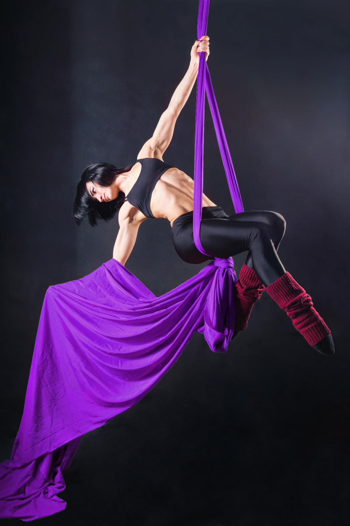 Aerial Silks Set, Premium Ariel Yoga Hammock 9 Yards Aerial Silk, Low-Stretch Fabric, Yoga Starter Kit for Home, Aerial Rig for All Skill Levels - All Hardware Included