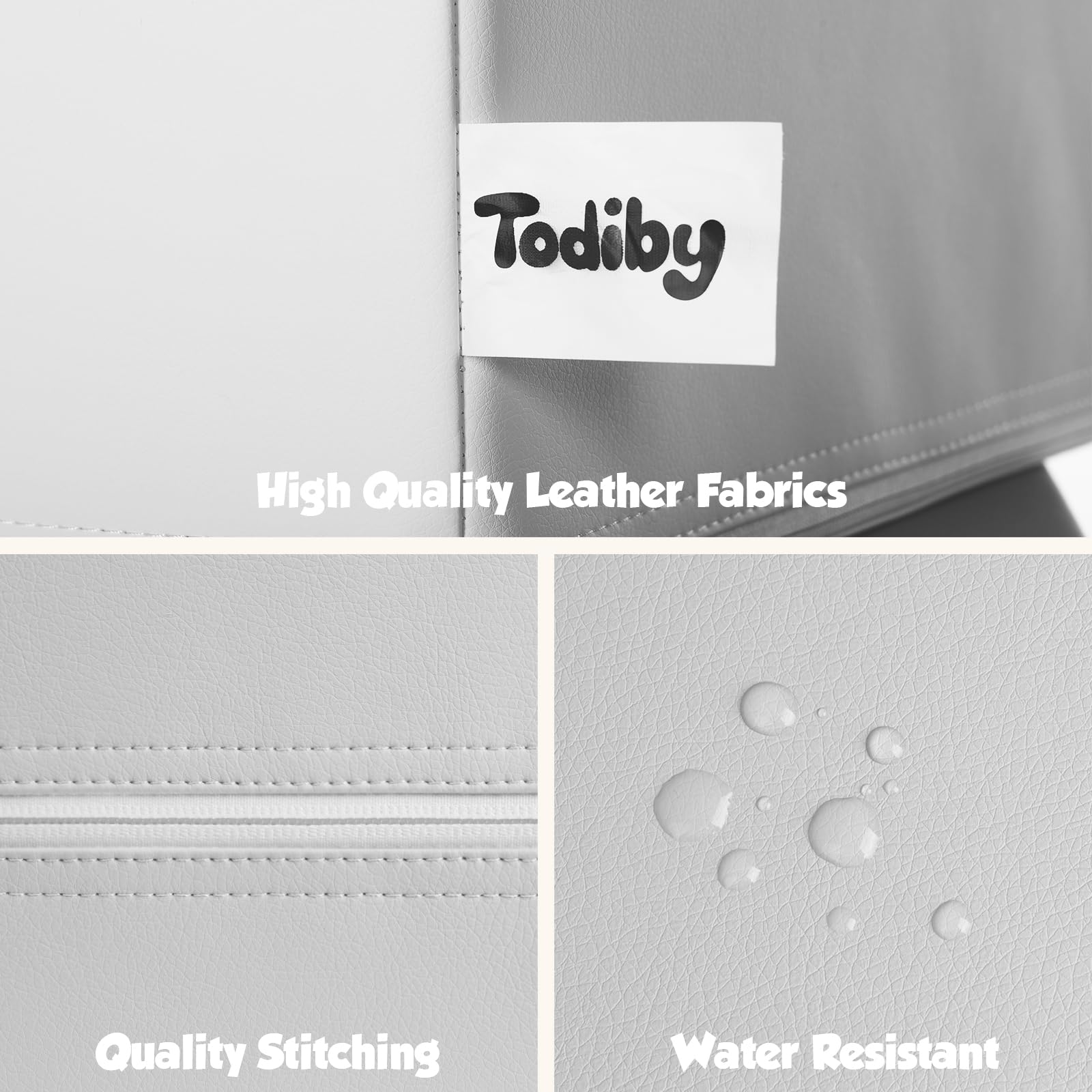 4-Piece Soft PU Leather Toddlers Climbing Toys, Baby Foam Climbing Blocks for Toddlers 3, Foam Play Gym Climbing Structures, Indoor Climb and Crawl Activity Play Set (White and Coffee)