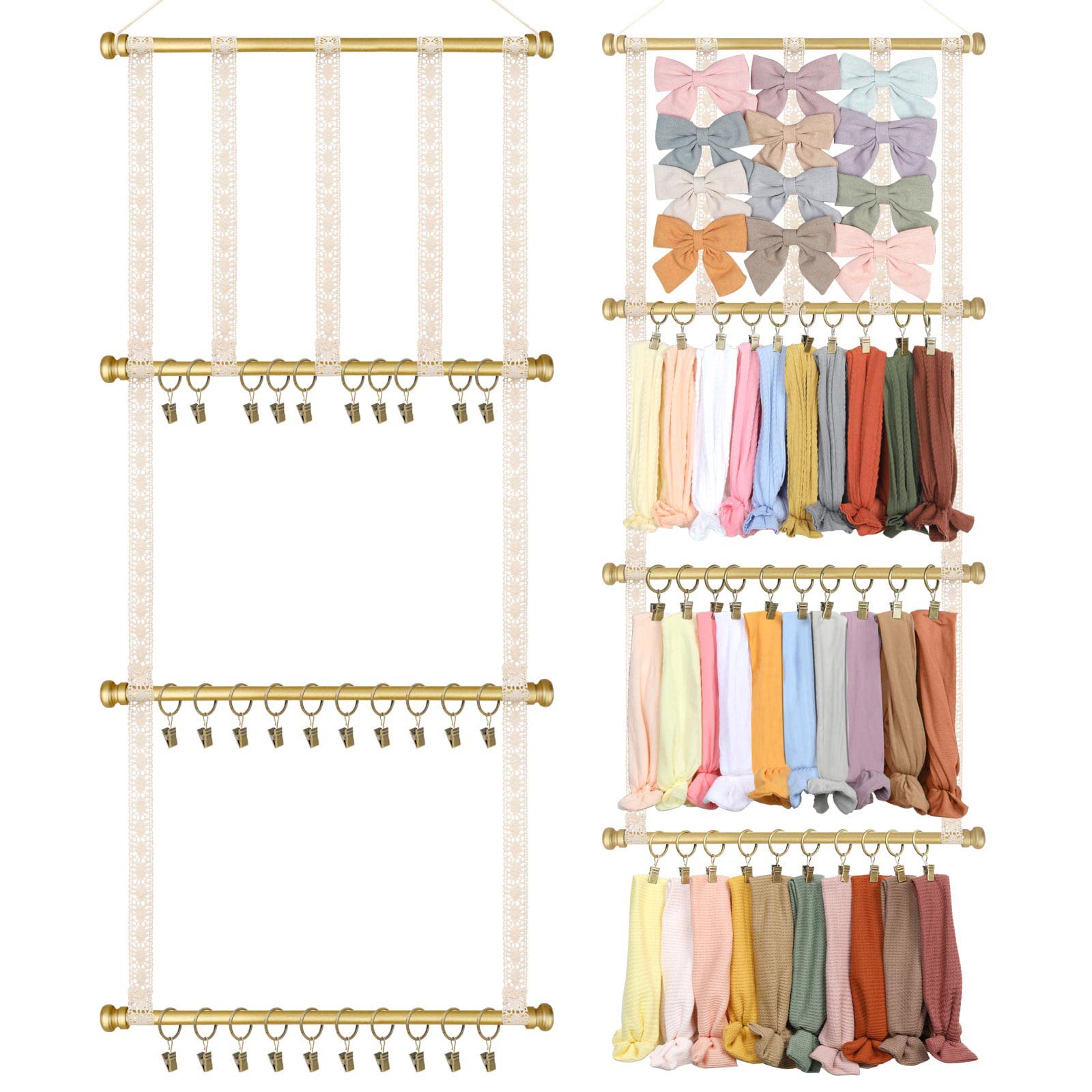 POVETIRE Headband Holder Hair Bows Organizer for Girls, Baby Headbands Hair Accessories Organizer Storage Wall Hanging Decor for Toddler Girls Room