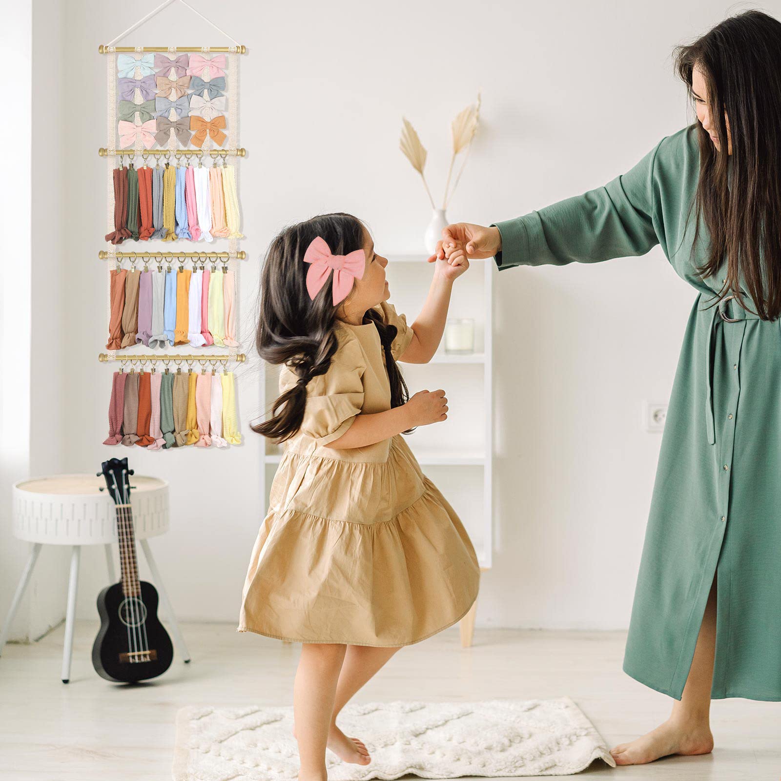 POVETIRE Headband Holder Hair Bows Organizer for Girls, Baby Headbands Hair Accessories Organizer Storage Wall Hanging Decor for Toddler Girls Room