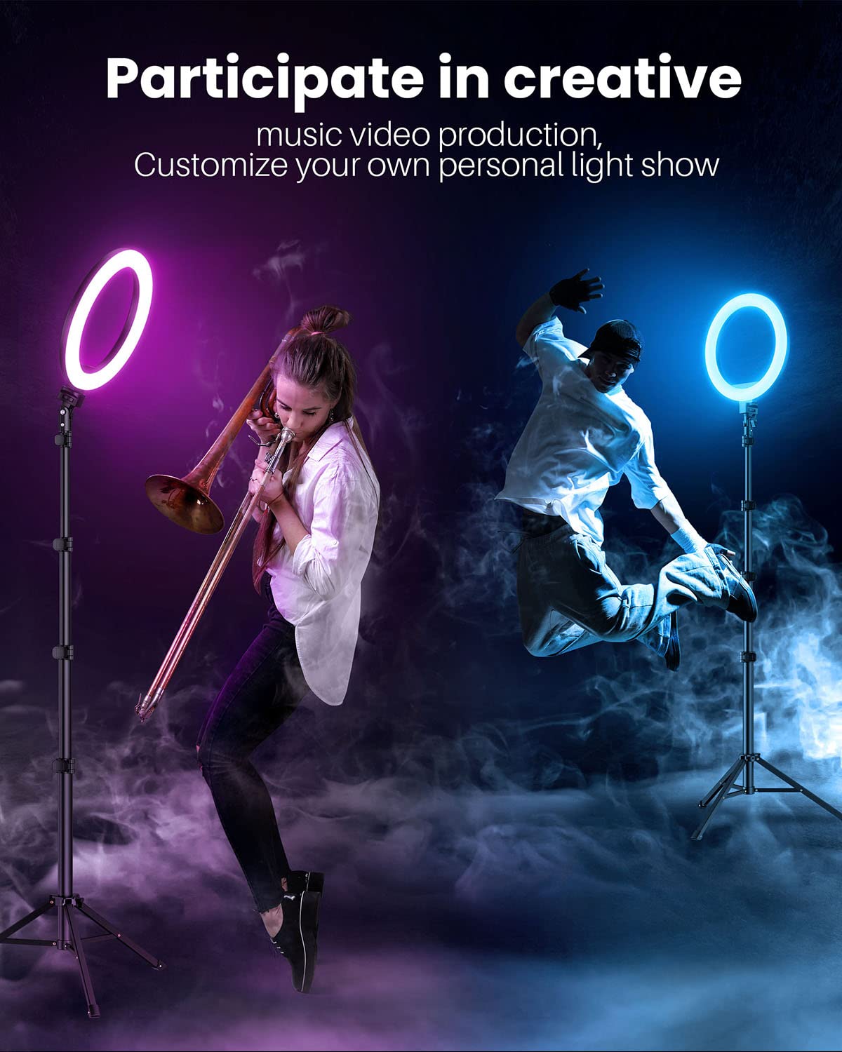 Weilisi 10" Ring Light with Stand 72'' Tall & Phone Holder,38 Color Modes Selfie Light with Tripod Stand,Stepless Dimmable/Speed LED Ring Light for iPhone & Android,YouTube, Makeup,TIK Tok