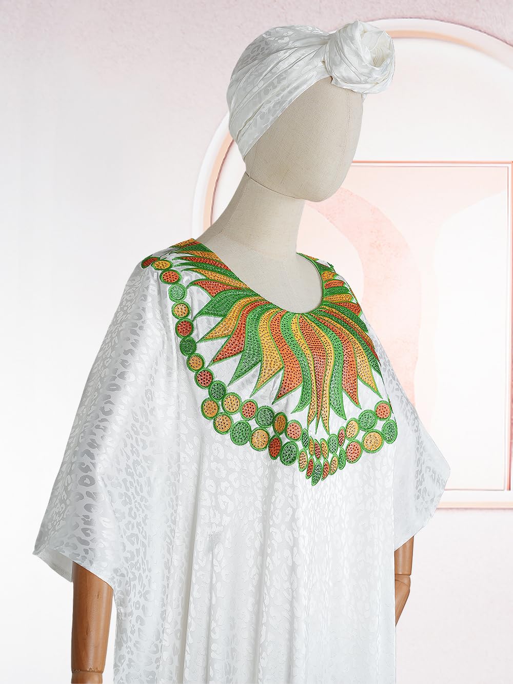 HD African Dresses for Women Fashion Beading Rhinestone Kaftan Maxi Dress
