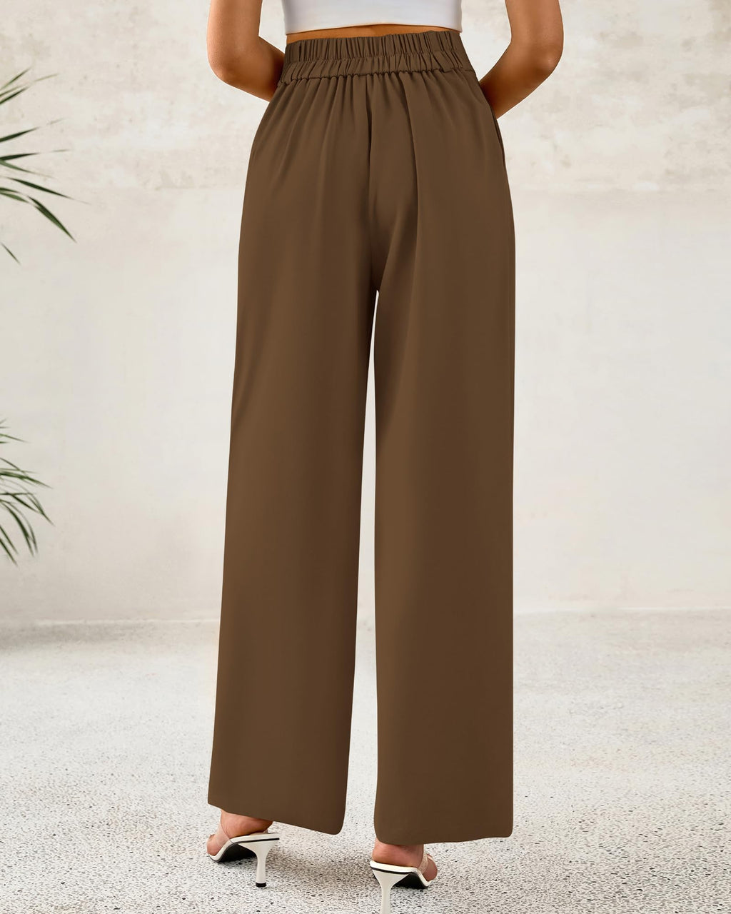 BTFBM Women Wide Leg Dress Pants 2025 High Waisted Button Pleated Business Casual Trousers Office Work Palazzo Pants