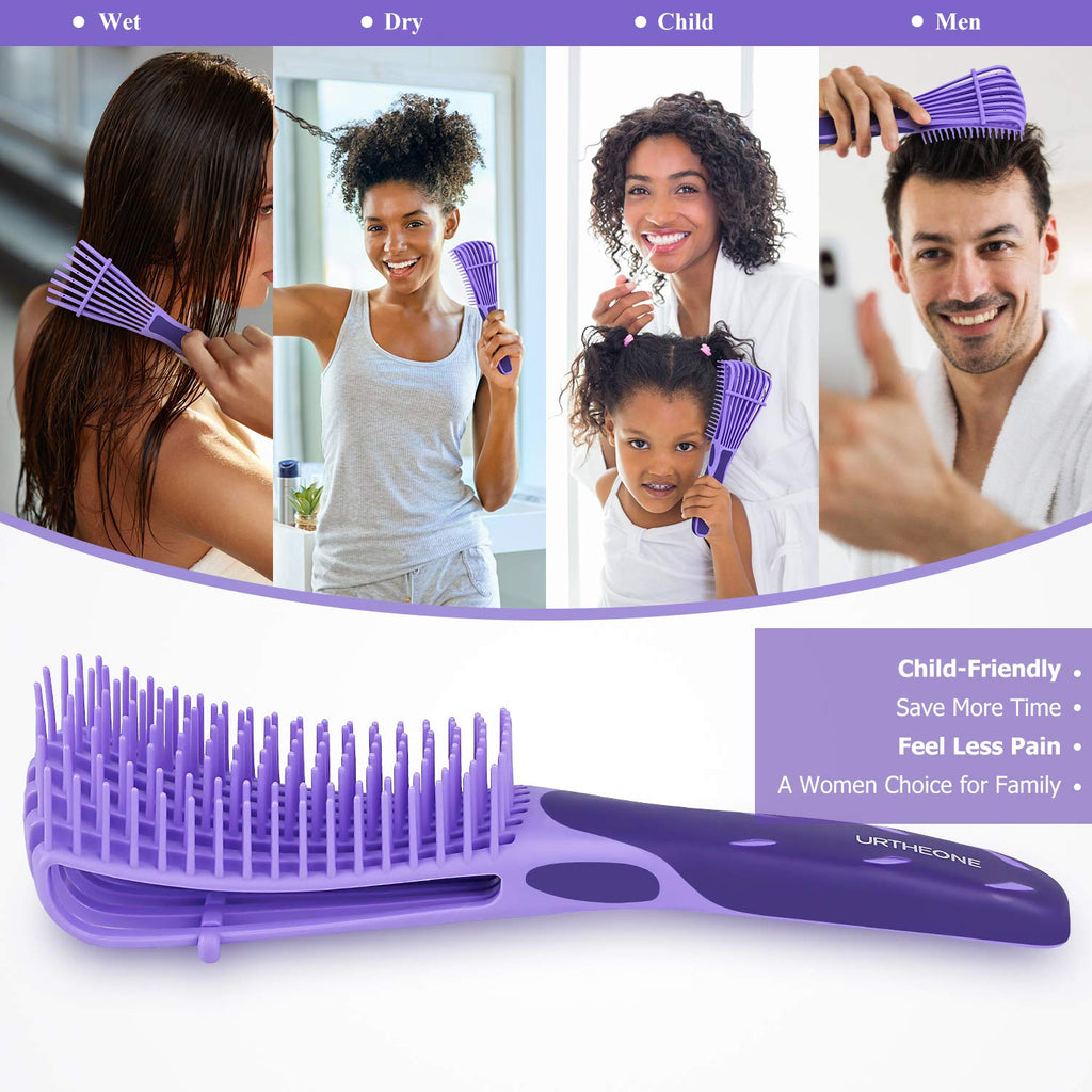 Detangling Hair Brush,Hair Detangler Brush and Wide Tooth Comb Set for Black Natural Curly Wet Dry Thick Straight Long Hair, Afro American Type 3a-4c, Comfortable Grip,Easy to Clean, Durable