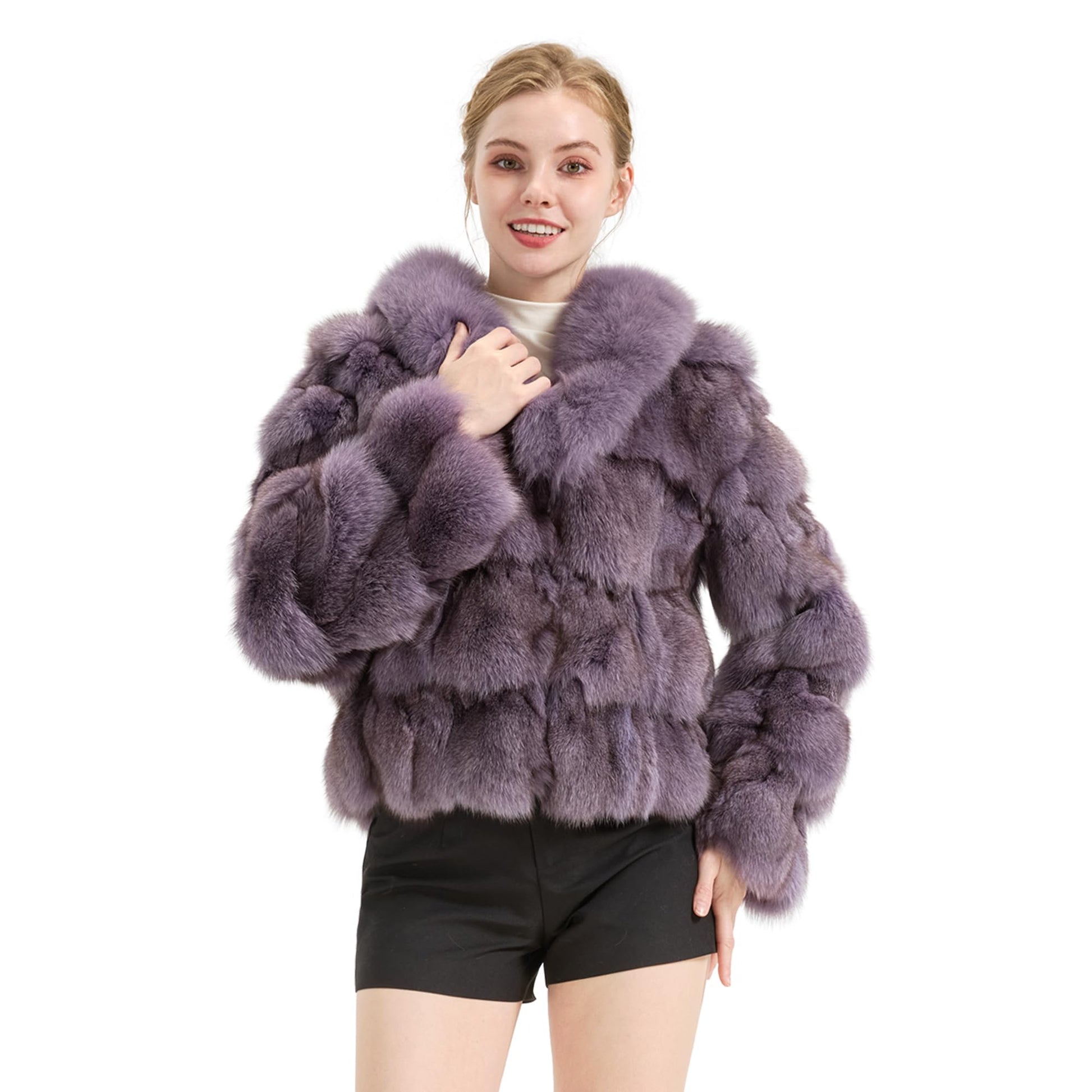 Fur Story Women's Genuine Fox Fur Coat Thick Warm Fur Jacket Winter coat