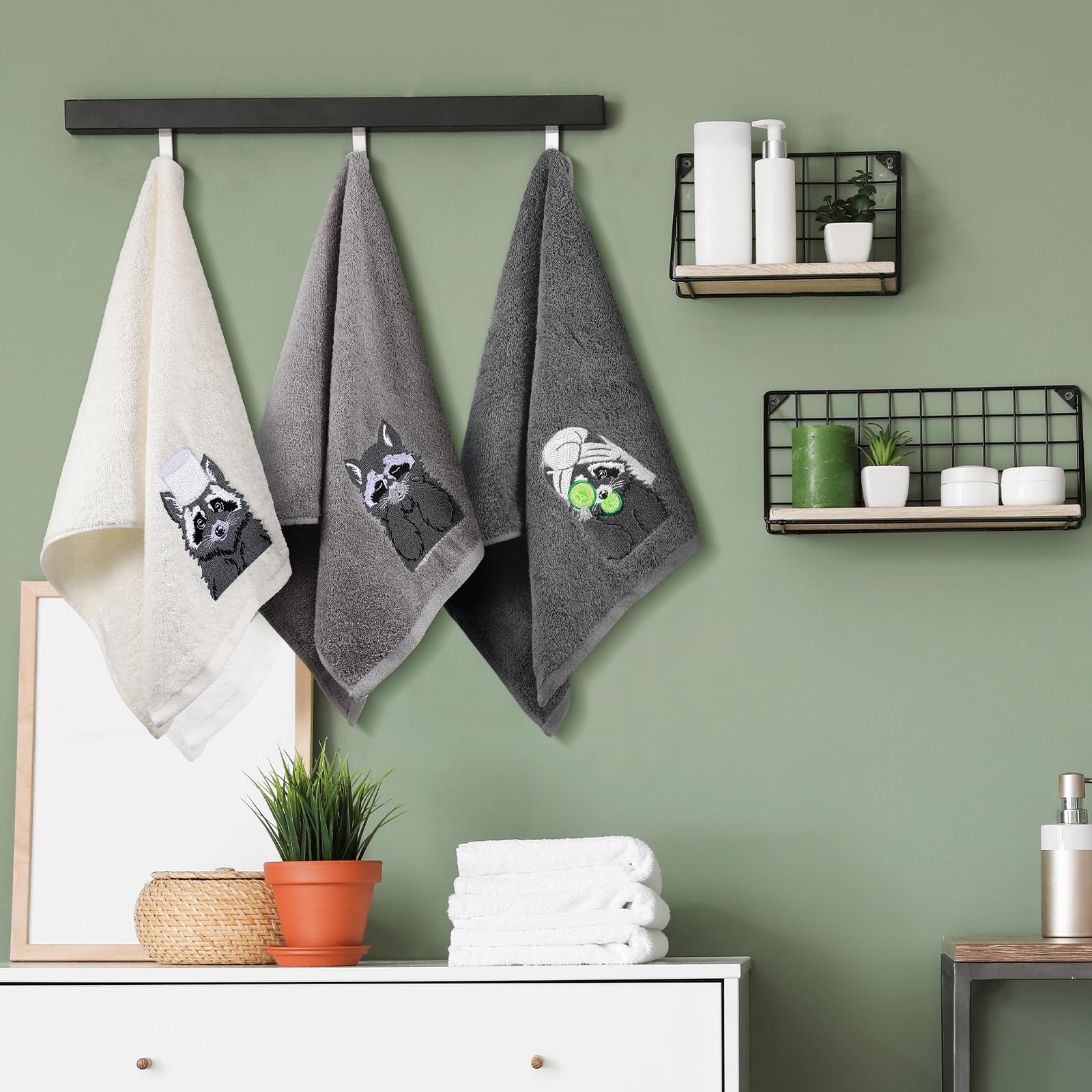 3 Pcs African Woman Hand Towels Black Girl African American Bathroom Home Decor Boho Decorative Farmhouse 100% Cotton Embroidered Towels for Bathroom Kitchen 13. 3 x 29. 5''