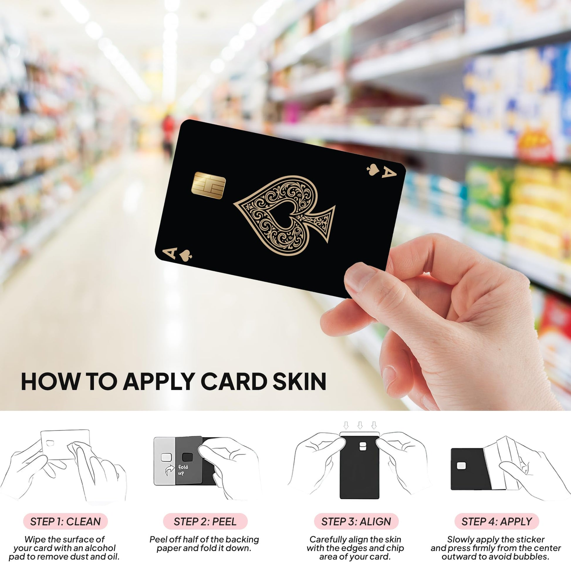 8Pcs Credit Card Skin Sticker, Funny Debit Card Skin Sticker Cover, Durable Vinyl Stickers for Debit Credit Cards, Cute Waterproof Skins Cover for Bank, EBT, Key, Transportation, ID (Poker)