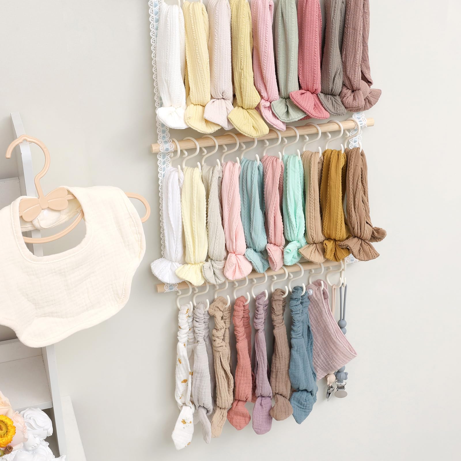 POVETIRE Headband Holder Hair Bows Organizer for Girls, Baby Headbands Hair Accessories Organizer Storage Wall Hanging Decor for Toddler Girls Room