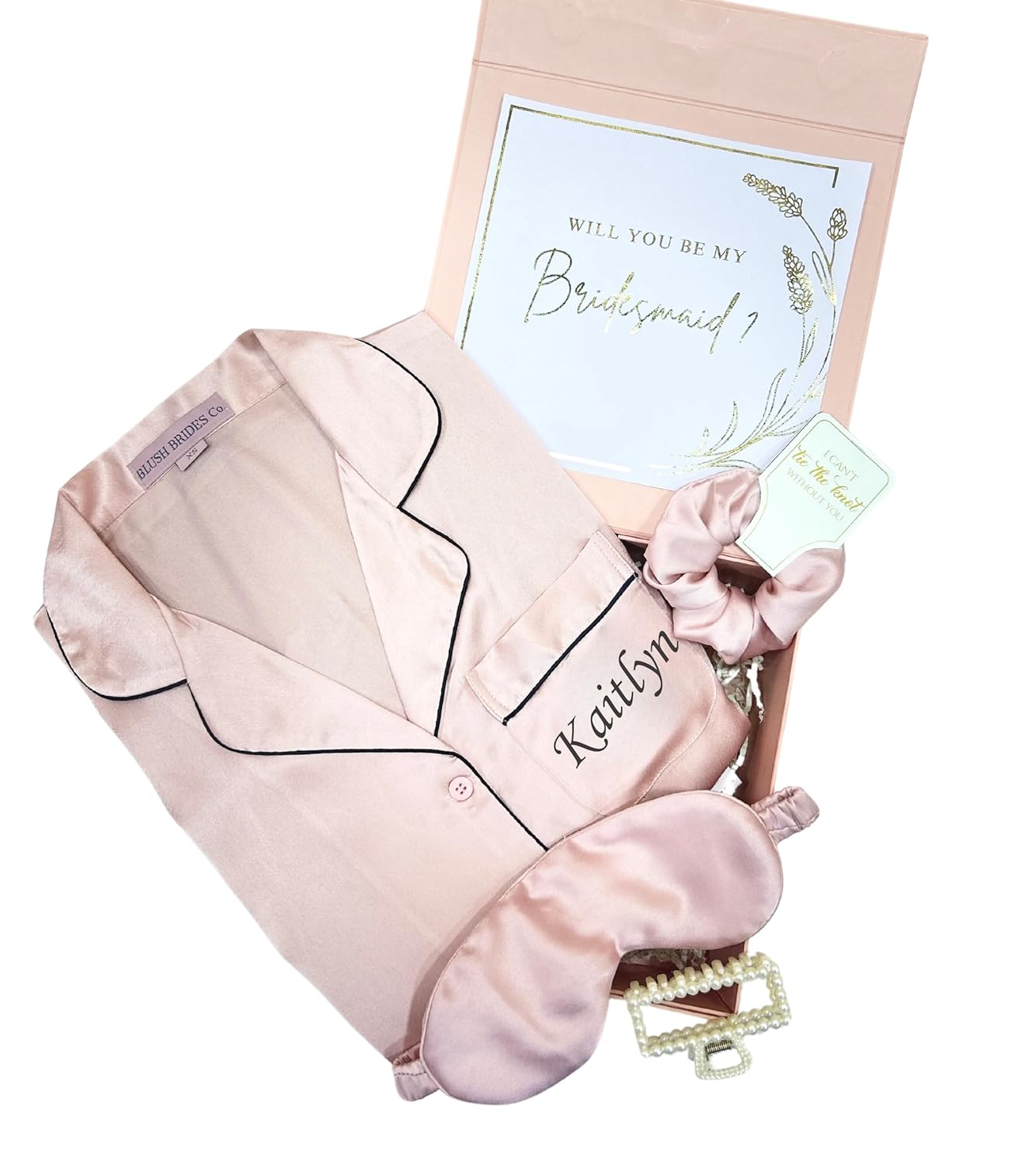 Bridesmaid Proposal Gift Box with Pajama Set, Personalized Proposal Box with Satin Pajamas, Will You Be My Bridesmaid