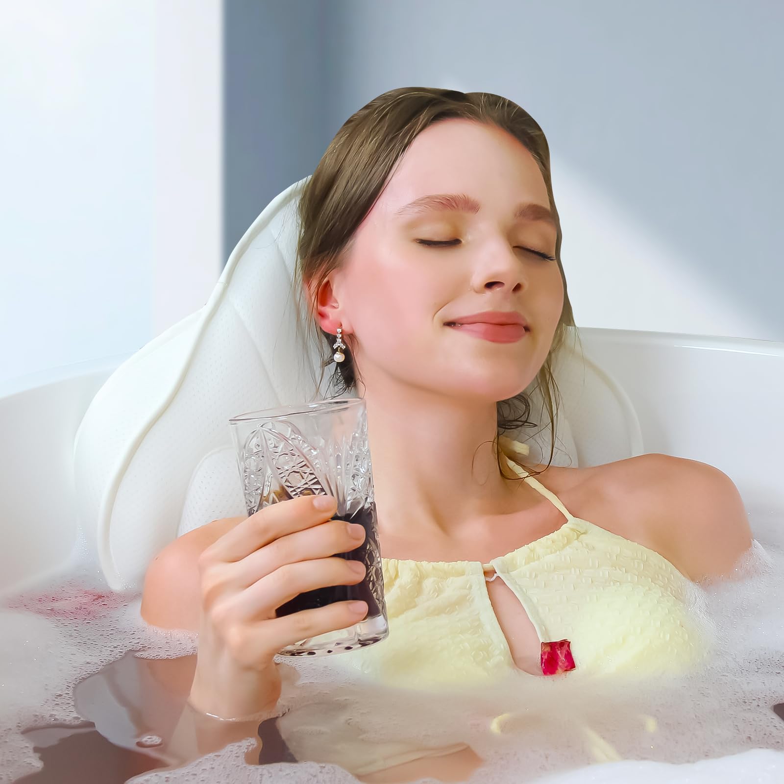 Luxury Thick Full Body Bath Pillows Mat & Cushion for Bathtub Headrest Neck Shoulder Support Comfort Relaxation Spa Accessories Perfect for a Spa Soak in Bathtub (Gray)