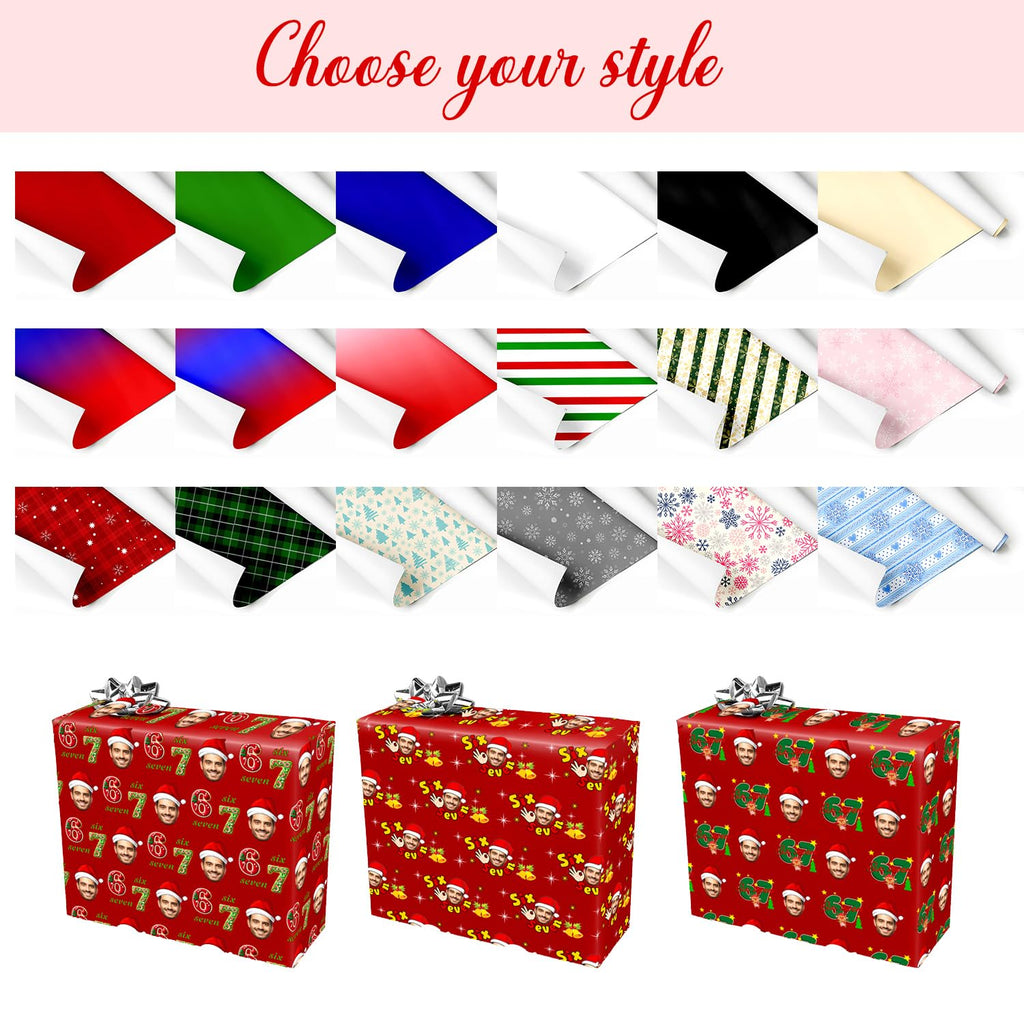 InterestPrint Custom Photo Wrapping Paper Merry Christmas with Christmas hat Wrapping Paper Custom Name Gift Wrap Roll Perfect for Birthdays 58"x 23"