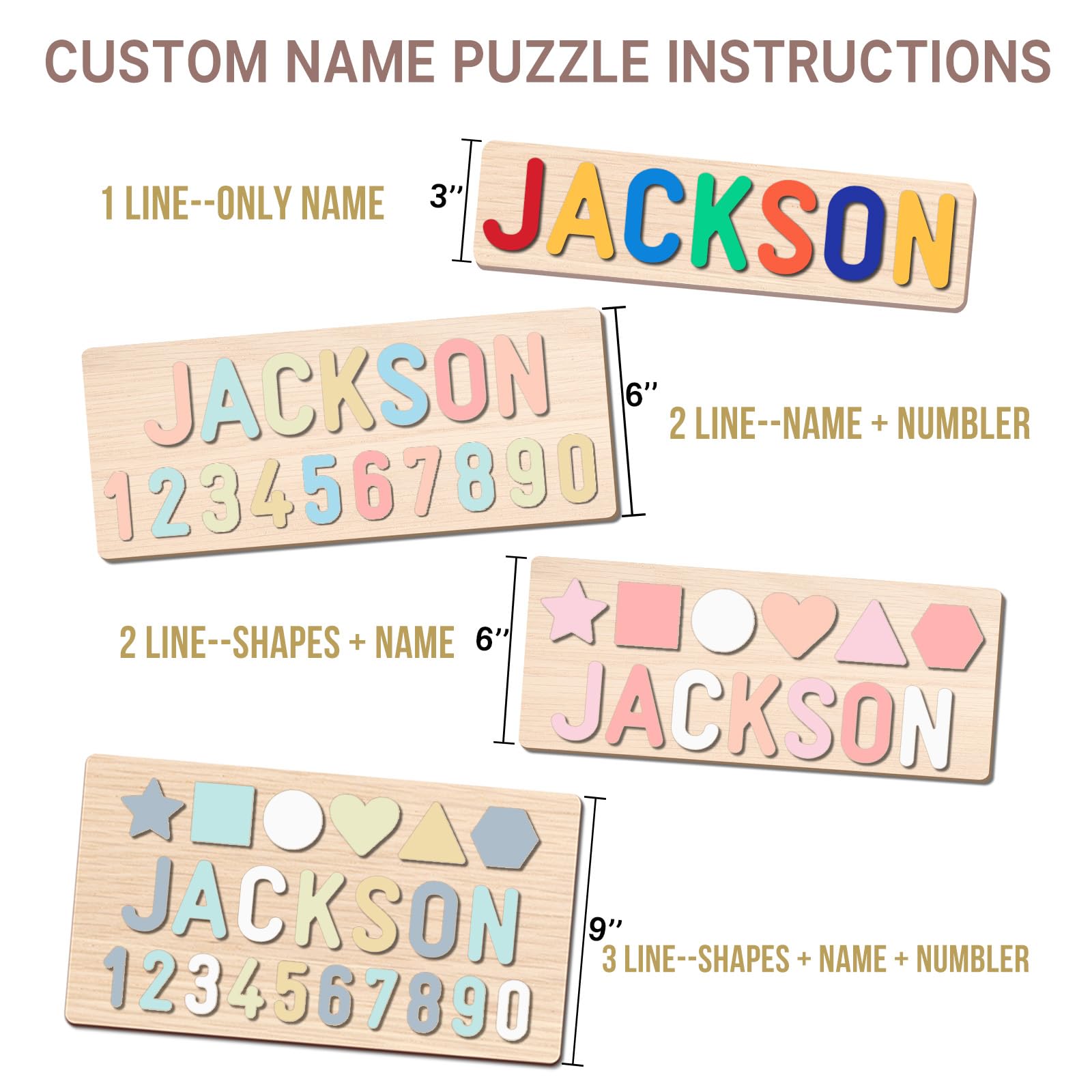 Personalized Name Puzzle for Kids, Personalized Baby Gifts Custom Name Puzzles for Toddlers 1-3 Animal Puzzle, Customized 1st Birthday for Girls & Boys Wooden Puzzle Montessor Toys for Kids