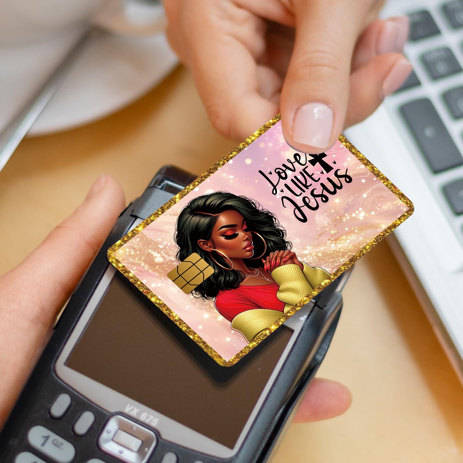 Credit Card Skin Stickers - 4 Pcs Black Women Debit Card Skin Stickers Cover Set, Affirmative Inspirational Black Girl Waterproof Removable Decals for DIY Transportation Cards