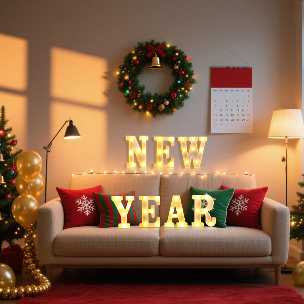 11 Pcs Happy Kwanzaa Large LED Letter Sign LED Lights Battery Powered Table Decorations for Party Favor Light Centerpiece Tabletop Decoration