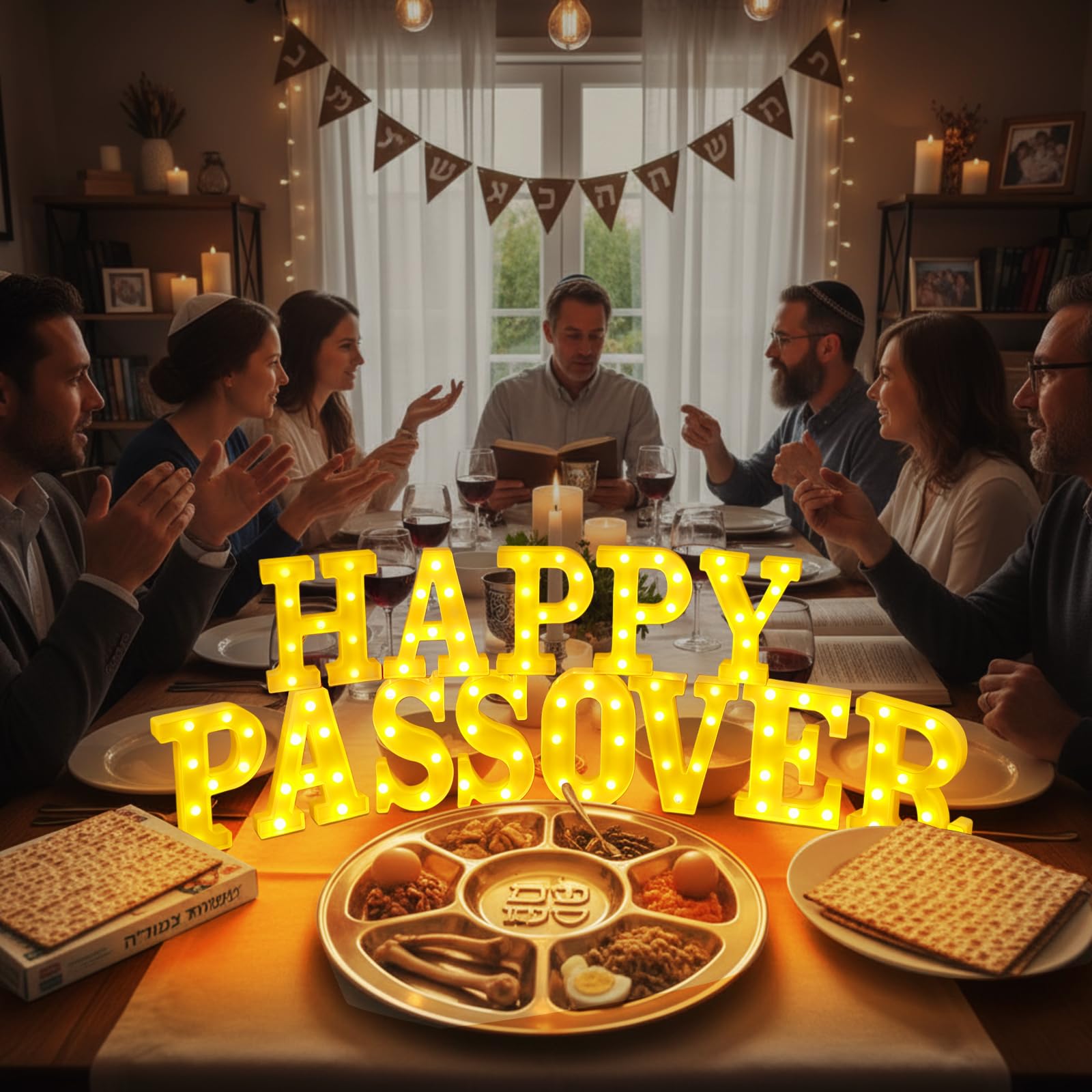 11 Pcs Happy Kwanzaa Large LED Letter Sign LED Lights Battery Powered Table Decorations for Party Favor Light Centerpiece Tabletop Decoration