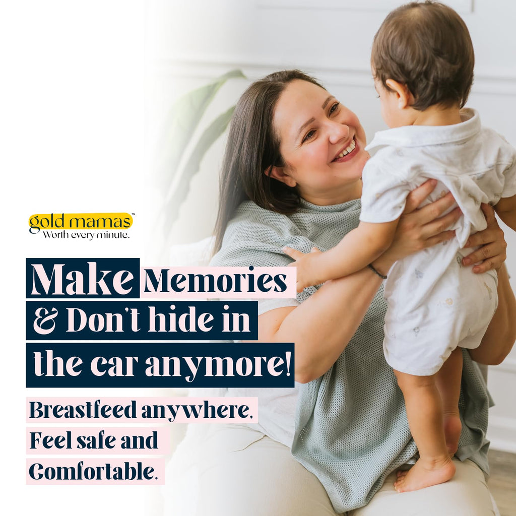 Breathable Nursing Cover Up for Breastfeeding - Privacy Nursing Covers - Newborn Essentials Must Haves - Improved Ponchy by Gold Mamas - Sand